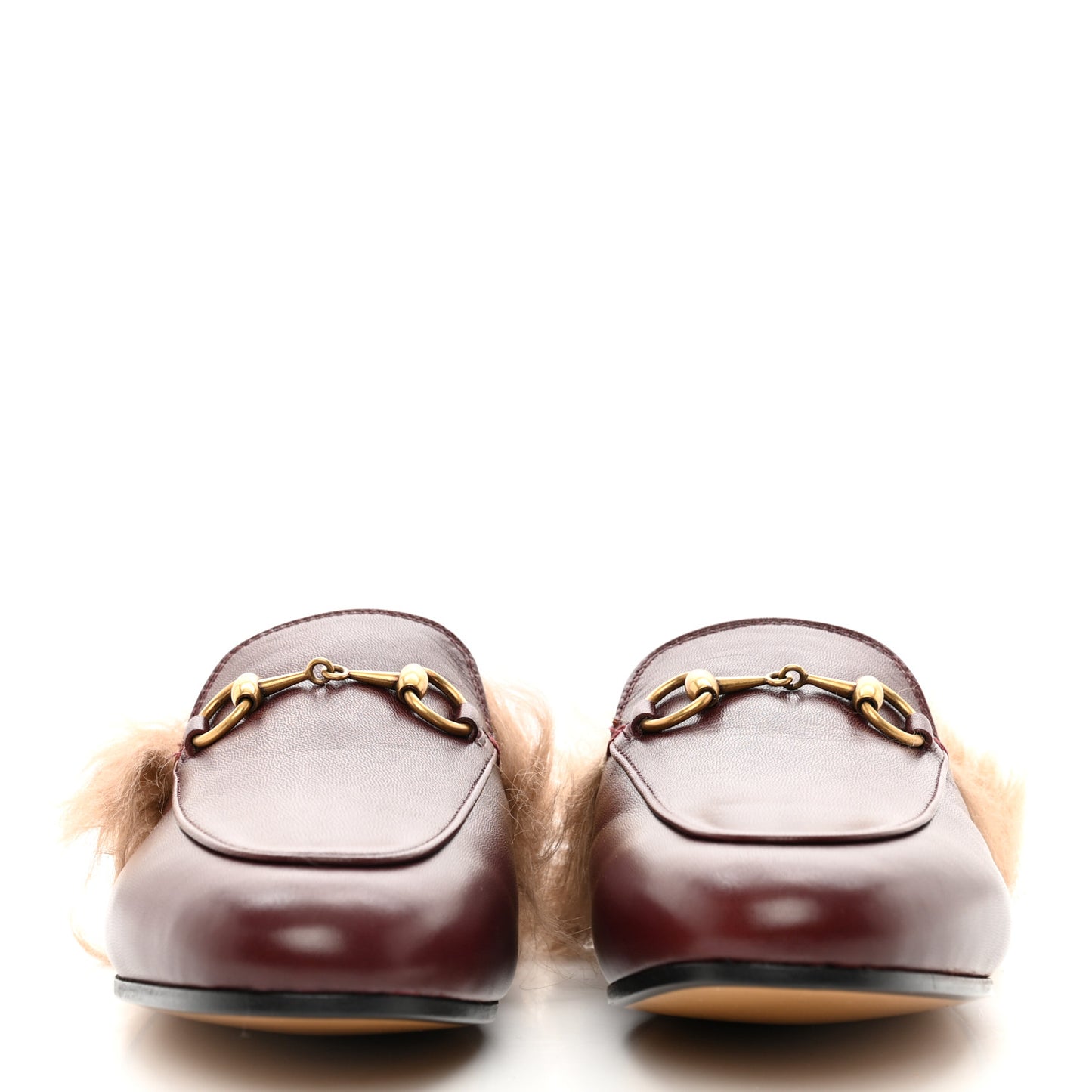 Calfskin Fur Womens Princetown Slippers 35.5 Vintage Bordeaux