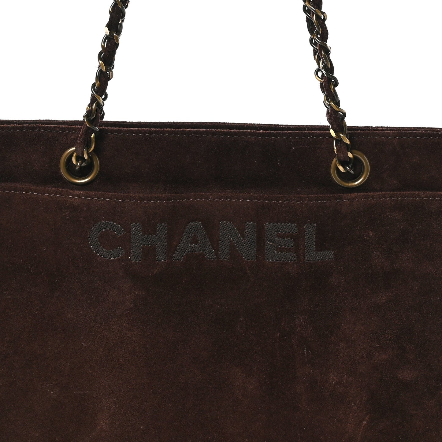 Suede Shopping Chain Tote Brown