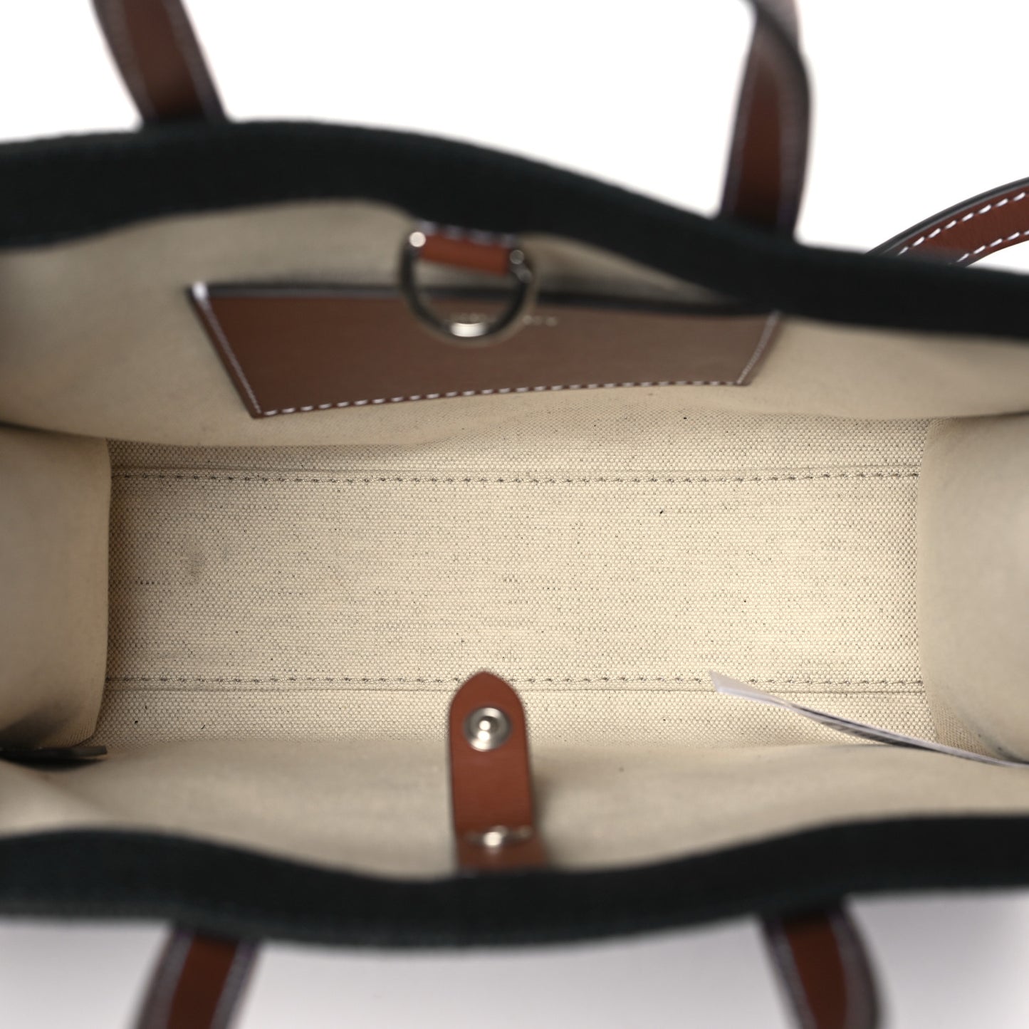Canvas Smooth Calfskin Mini Two Tone Freya Tote Black Tan