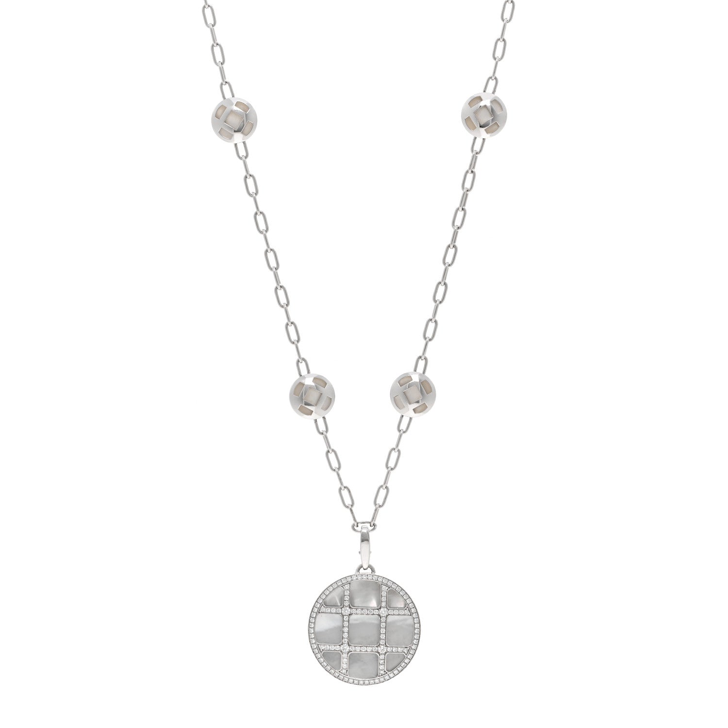 Cartier 18K White Gold Diamond Mother of Pearl Pasha De Cartier Necklace 1 of 4