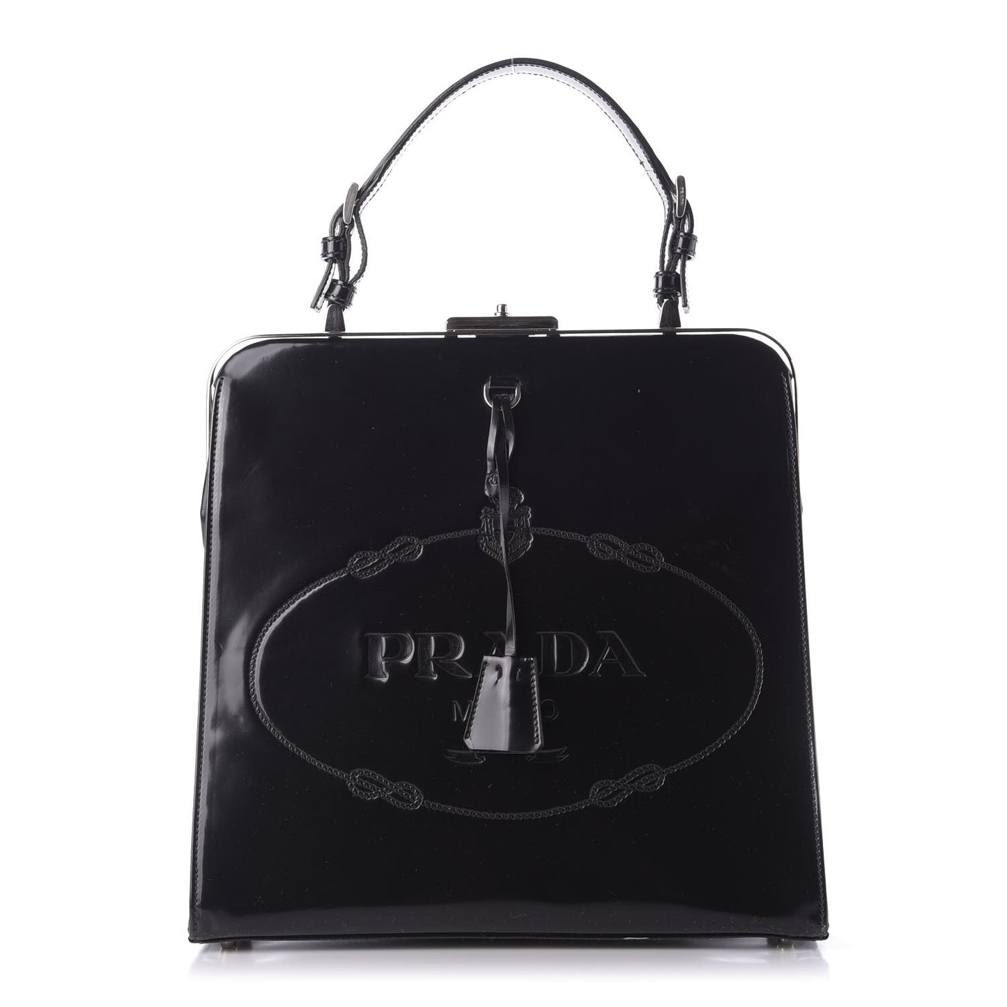 Spazzolato Logo Print Framed Bag Black