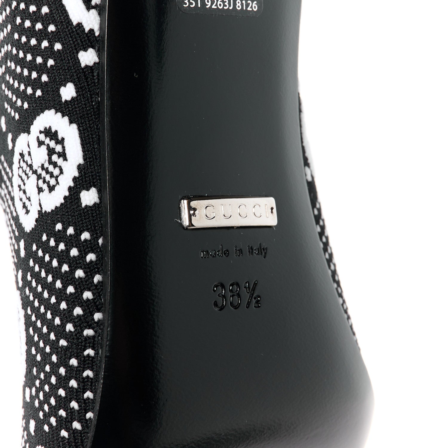 Gucci Technical Jersey Knit GG Monogram Square G 75mm Ankle Boots 38.5 Black Great White 6 of 8