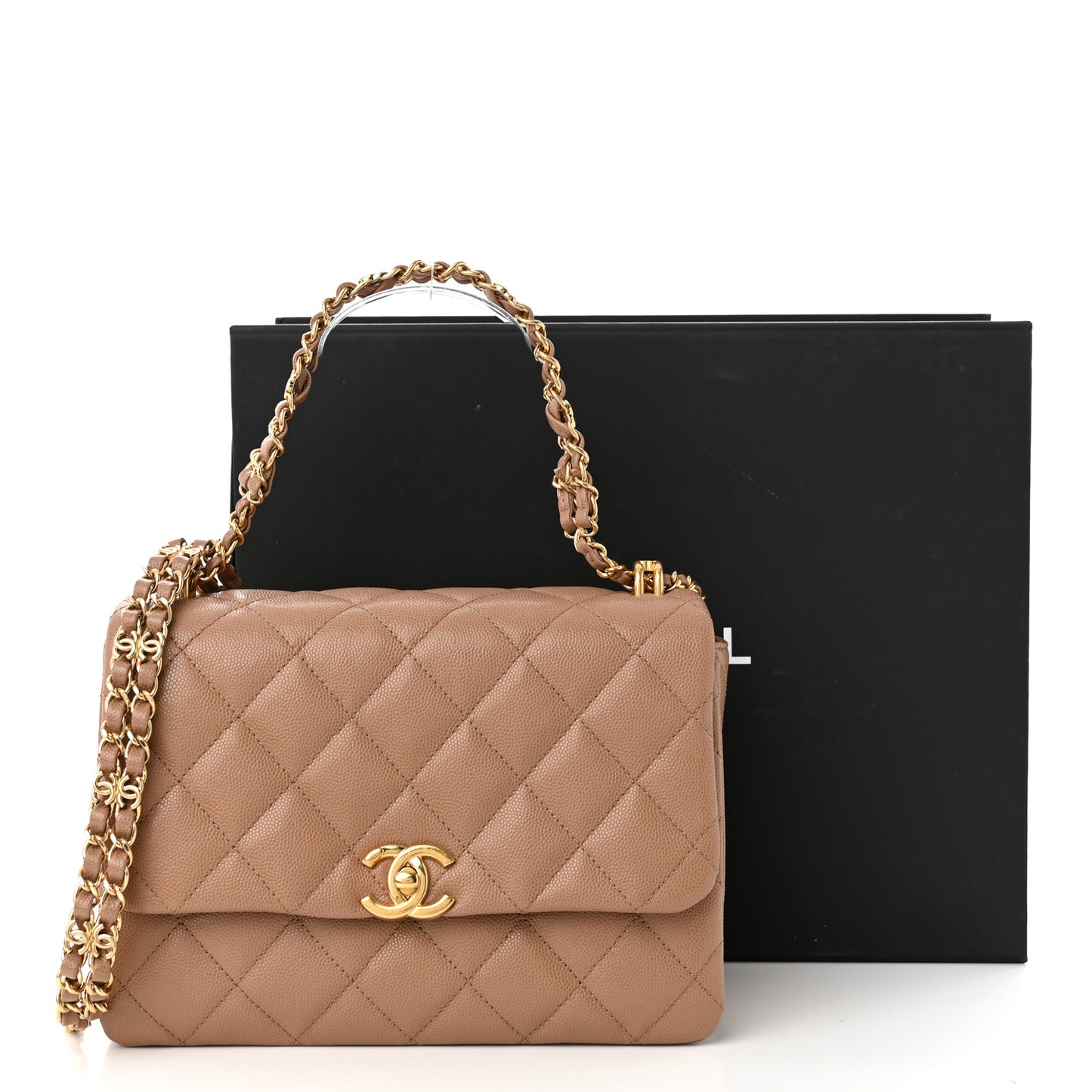 Caviar Quilted Coco First Flap Beige