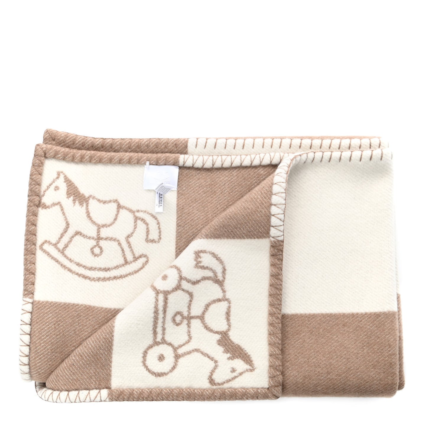 Wool Cashmere Adada Avalon Baby Blanket Noisette Moyen White