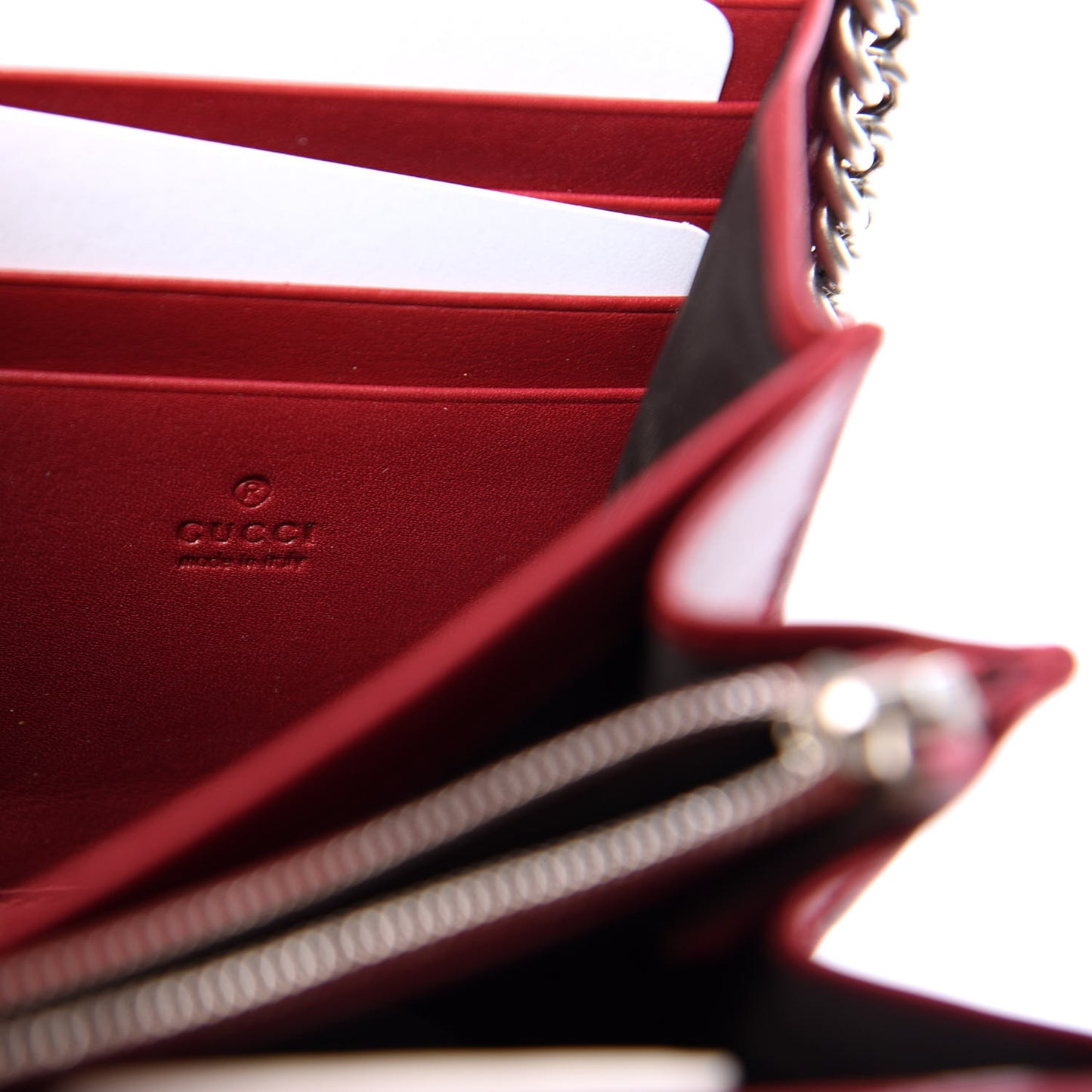 Velvet GG Monogram Mini Dionysus Chain Wallet Red Cipria