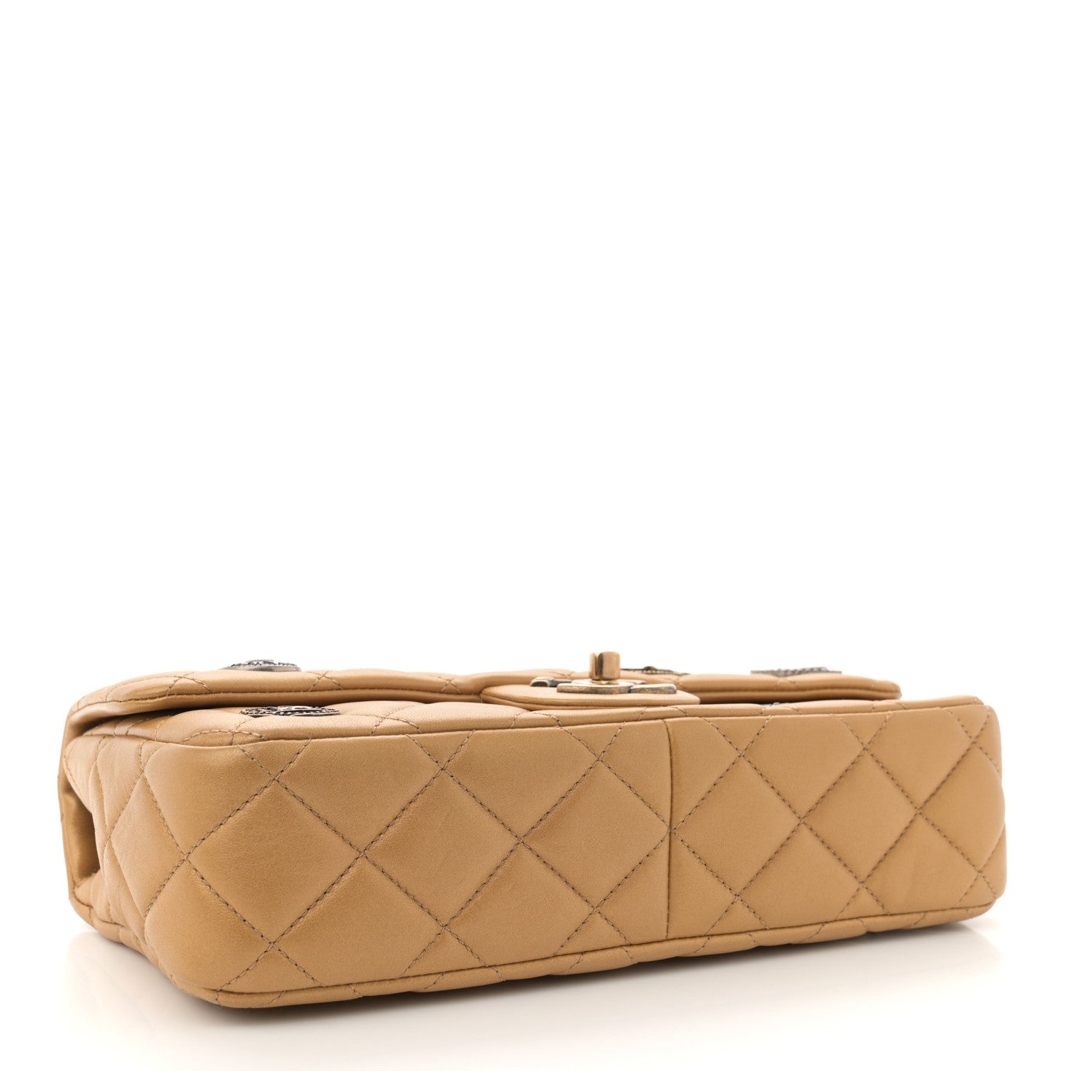 Chanel Metallic Lambskin Quilted Medium Medallion Flap Gold 4 of 10