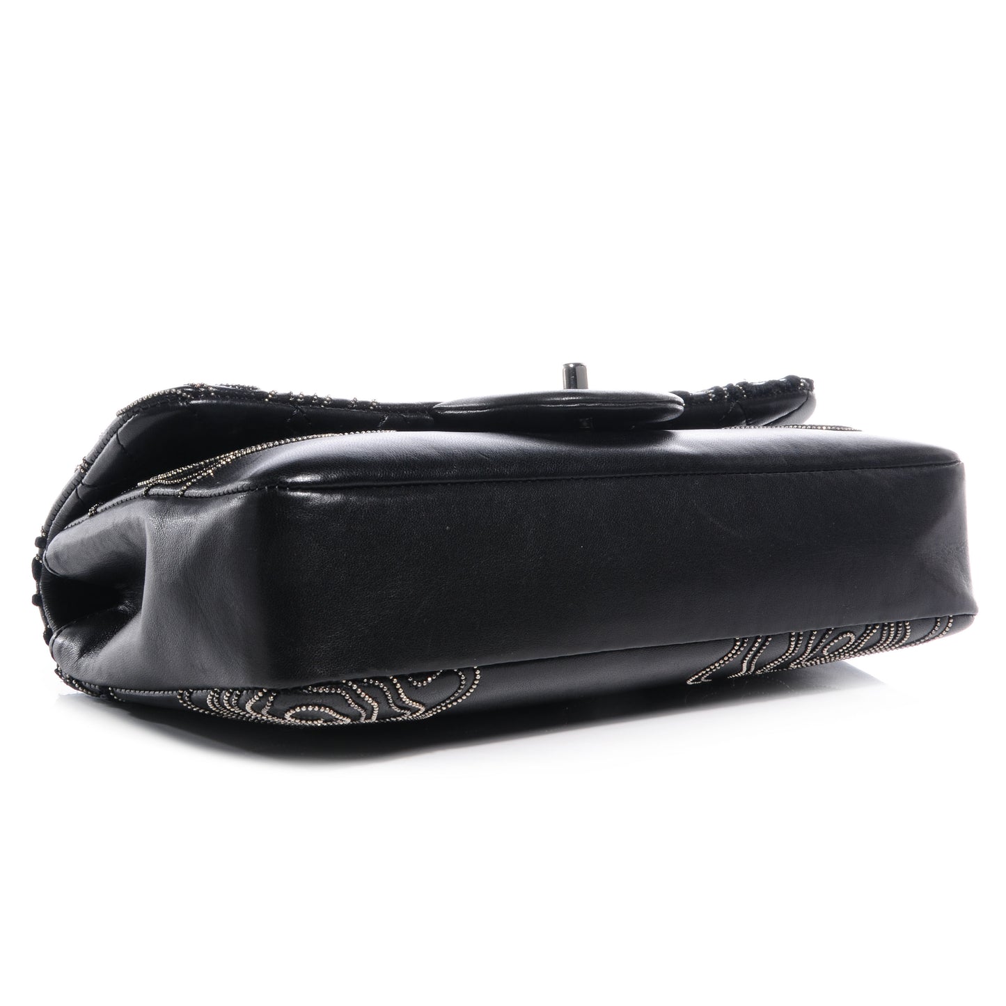 Lambskin Embroidered Camellia Follies Flap Black