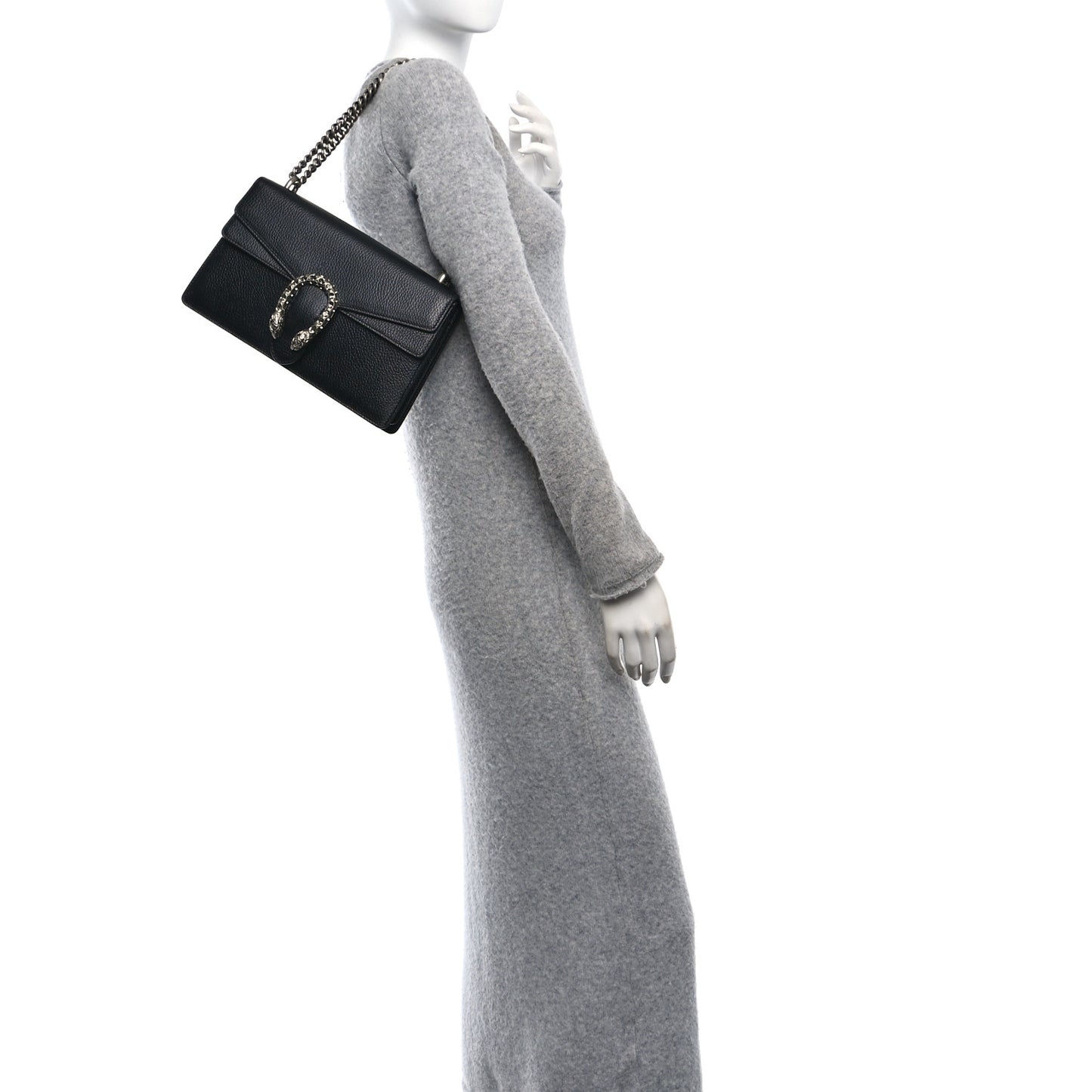 Pebbled Calfskin Small Dionysus Shoulder Bag Black