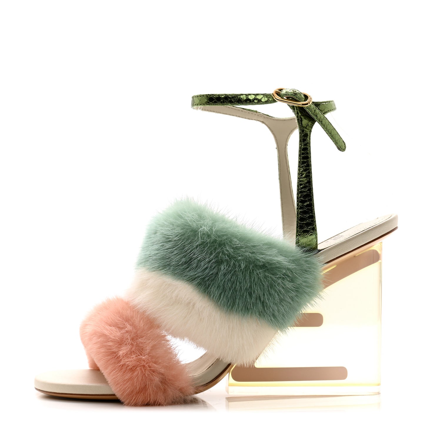 Mink Ayers Lucite Fendi First 95mm Sandals 37 Bellini Hermi Urano Pirite