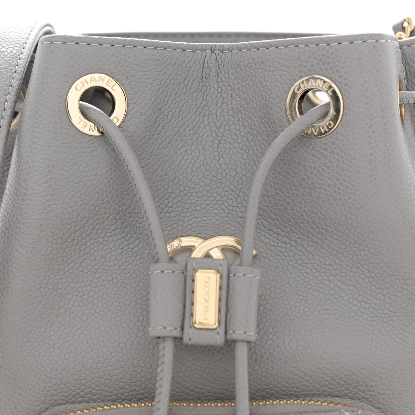 Caviar Quilted CC Pocket Bucket Bag  Grey
