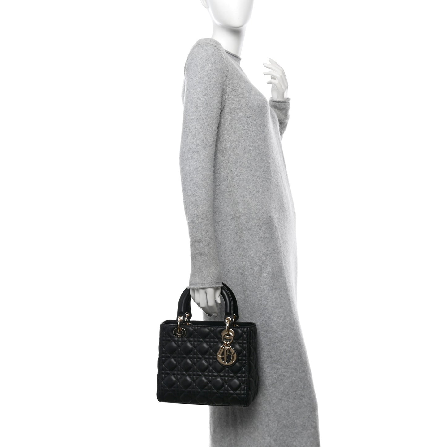 Lambskin Cannage Medium Lady Dior Black