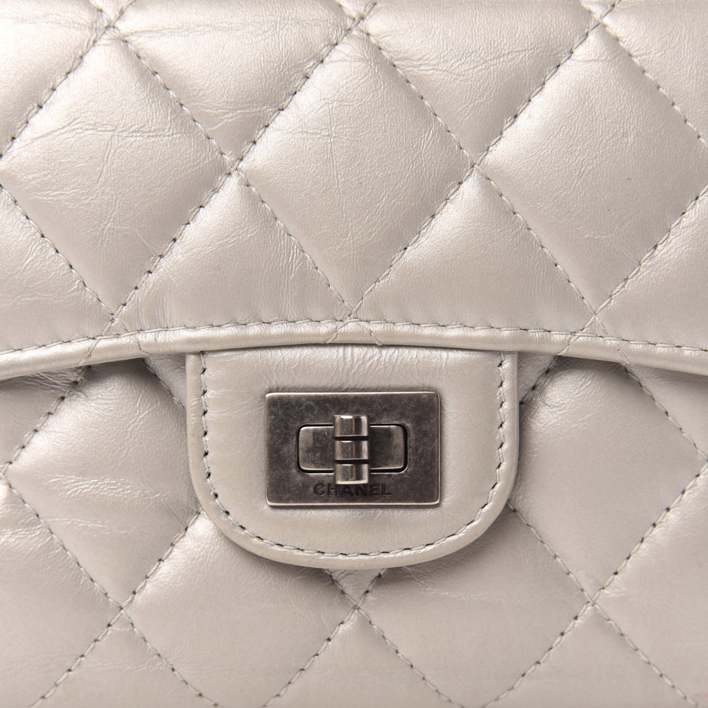 Aged Calfskin Quilted Reissue Compact Wallet Grey