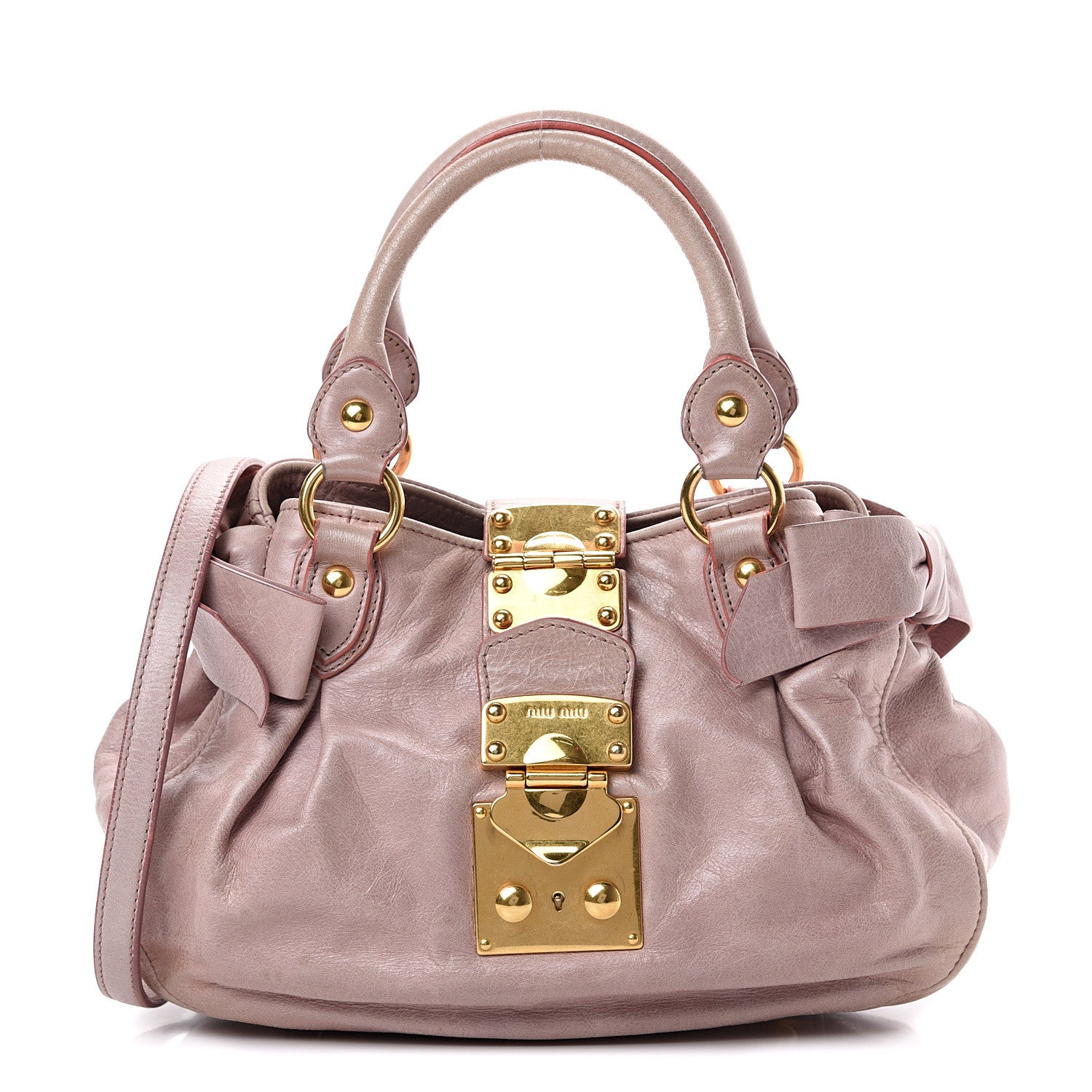 Miu Miu Vitello Lux Mini Bow Bag Mughetto 564443 – FASHIONPHILE