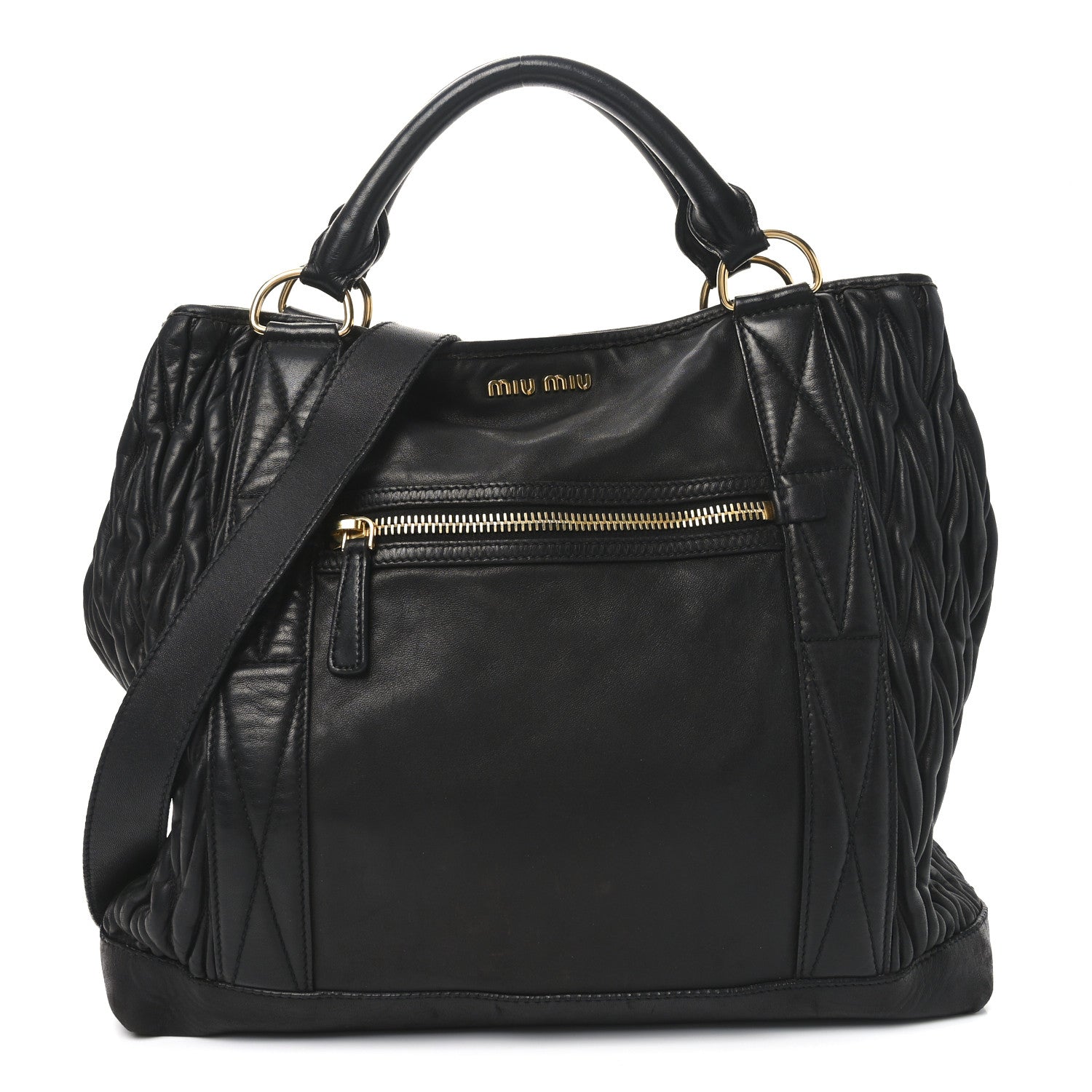 Miu Miu Nappa Matelasse Top Handle Black 1 of 10