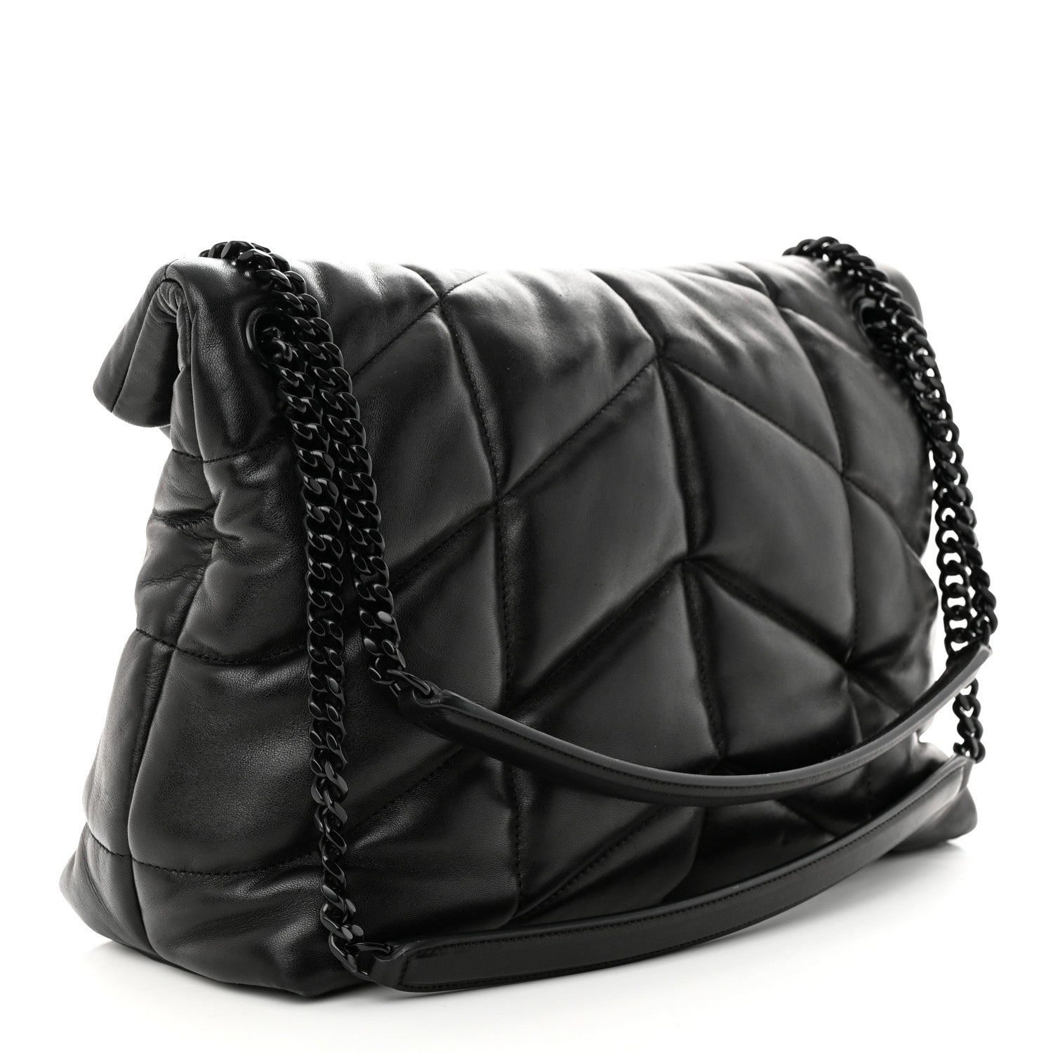 Saint Laurent Lambskin Quilted Monogram Monochrome Medium Loulou Puffer Chain Satchel Black 3 of 11