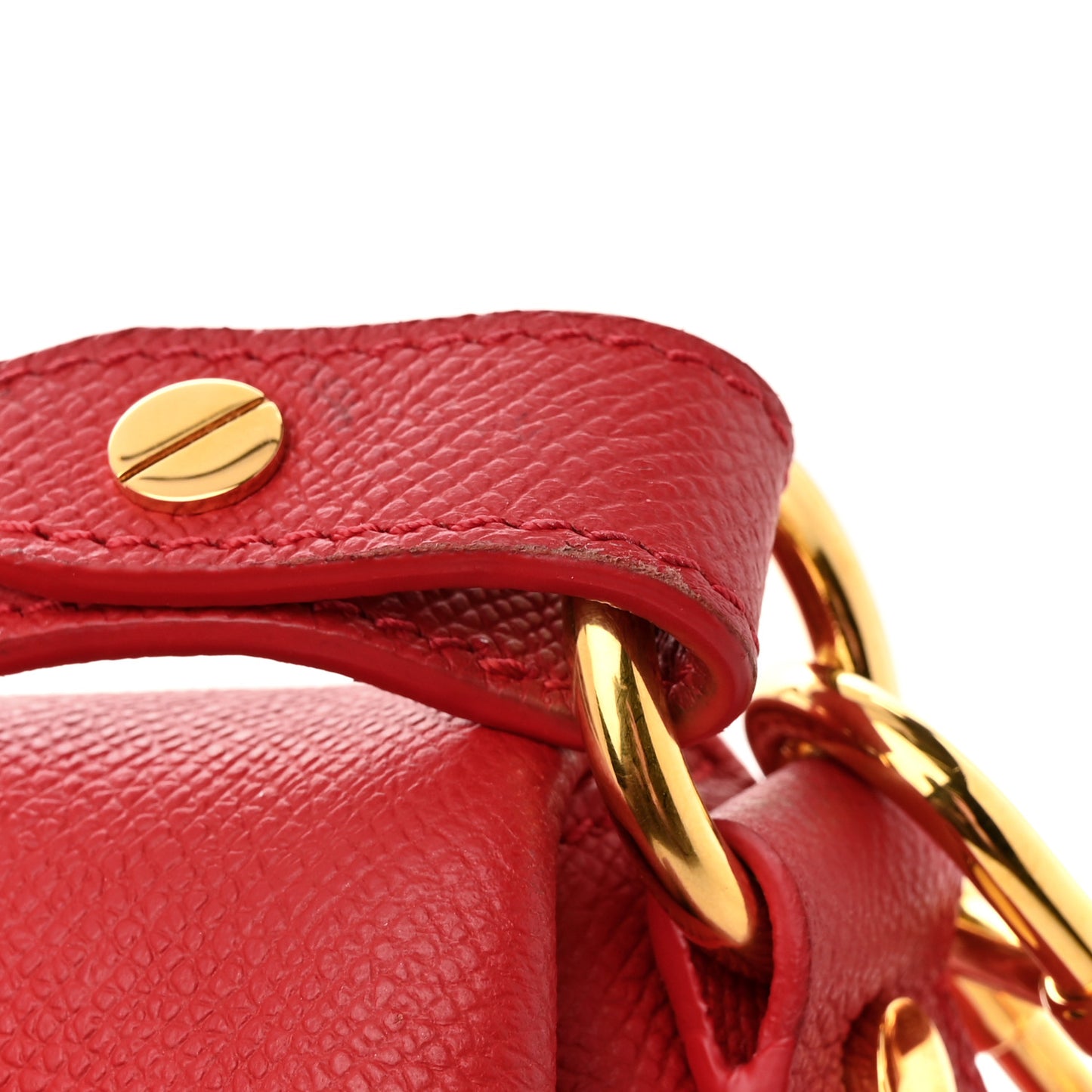 Grained Calfskin Medium Double Strap Jennifer Crossbody Red