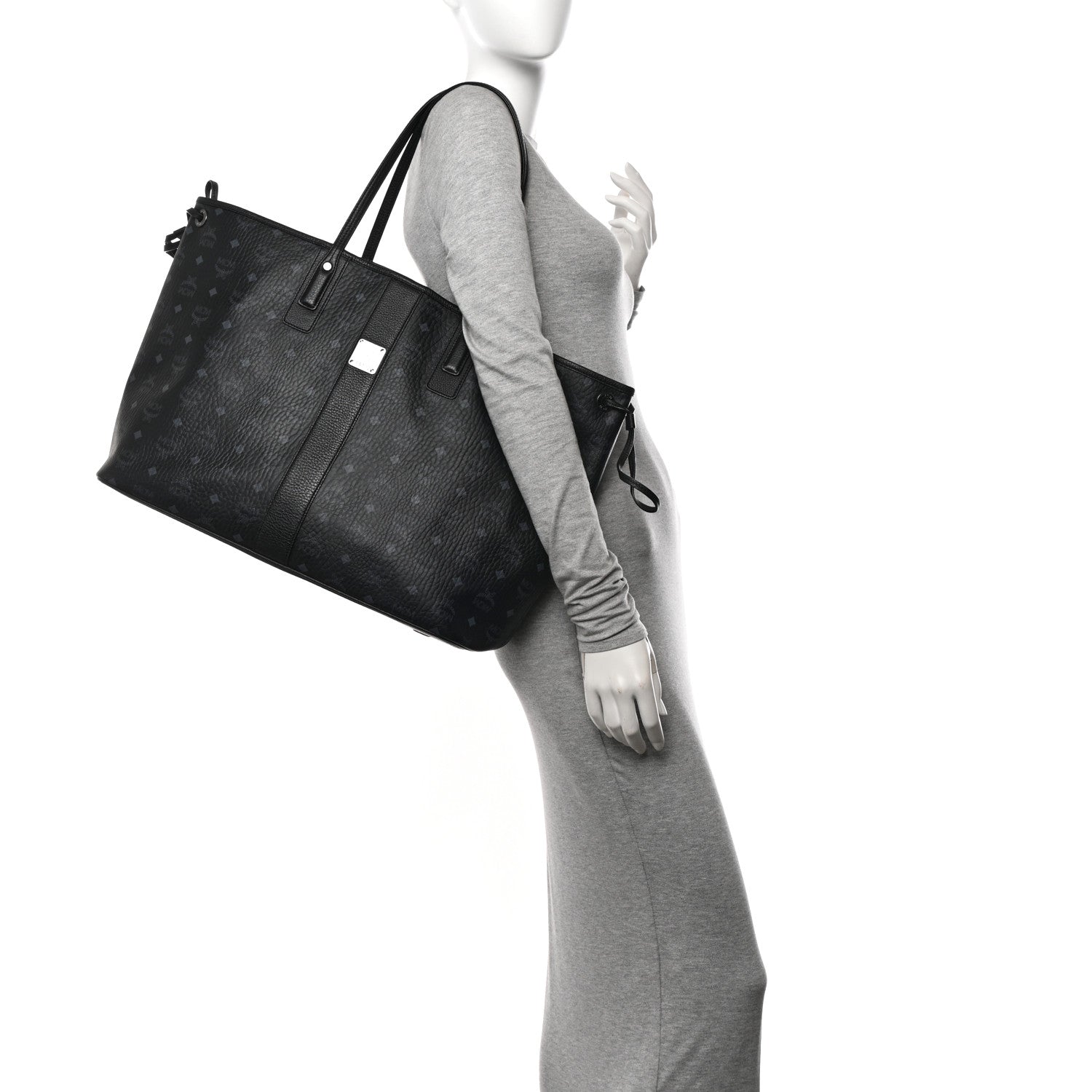 MCM Visetos Large Liz Reversible Shopper Tote Black 2 of 11