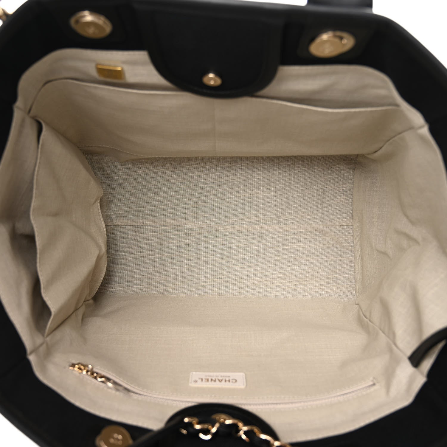 Chanel Cotton Medium Deauville Tote Black White 6 of 11