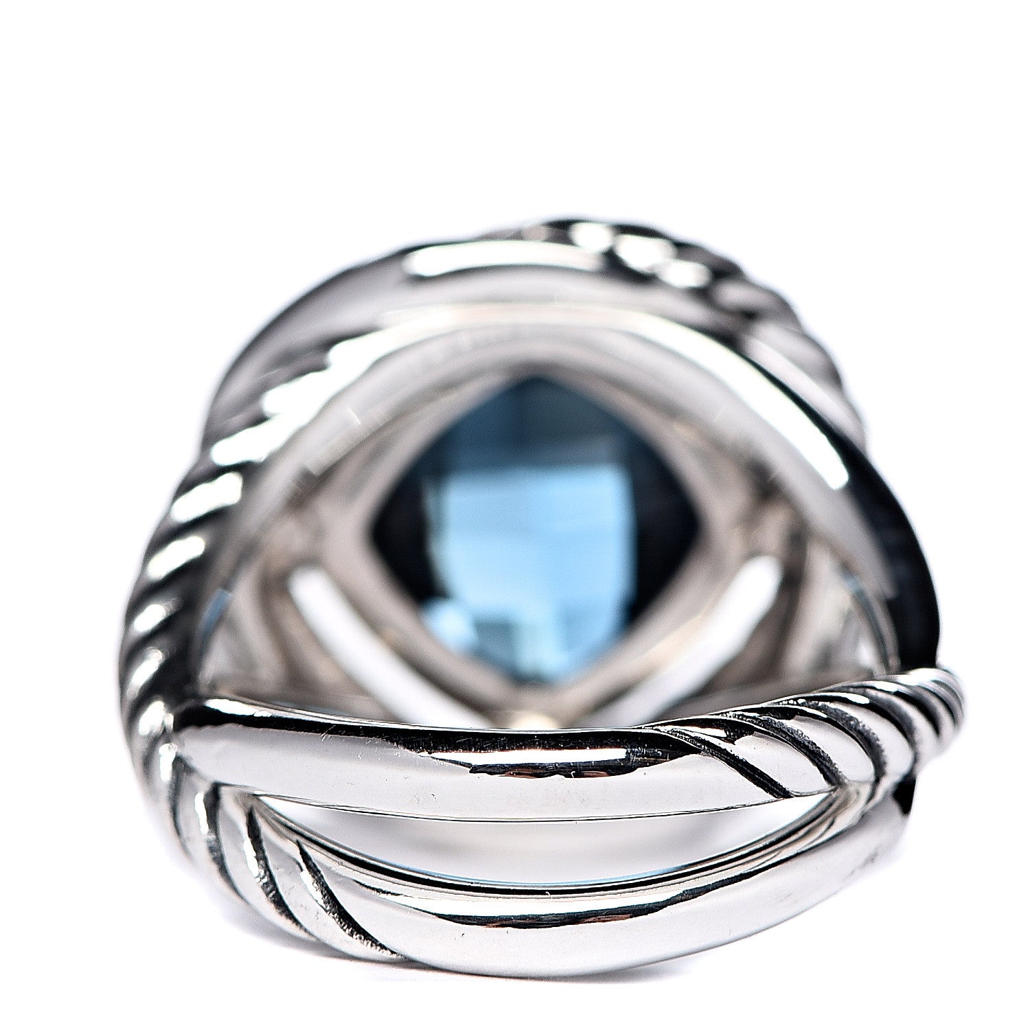 David Yurman Sterling Silver Hampton Blue Topaz 11mm Infinity Ring 52 6 4 of 5