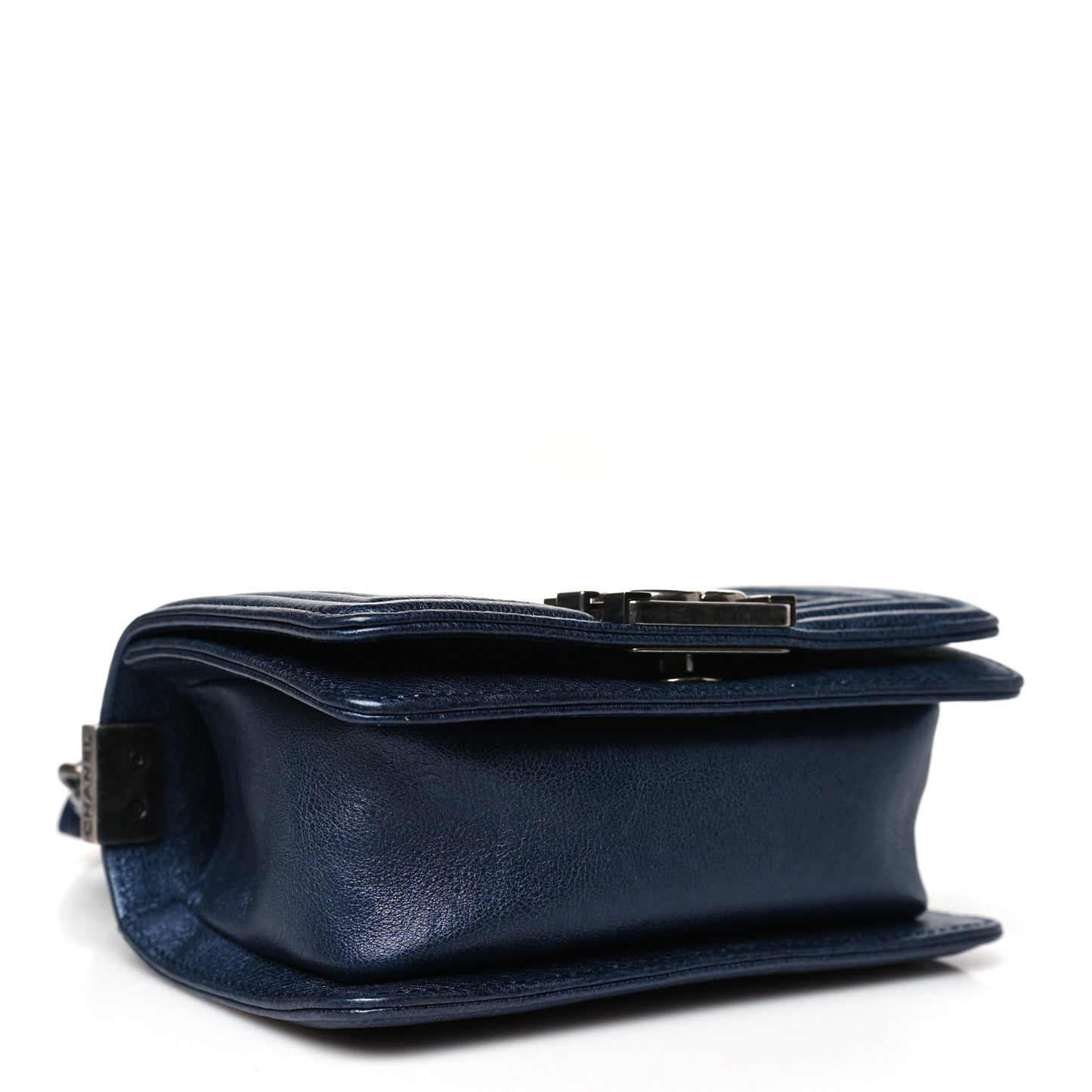 Metallic Calfskin Quilted Mini Boy Flap Blue