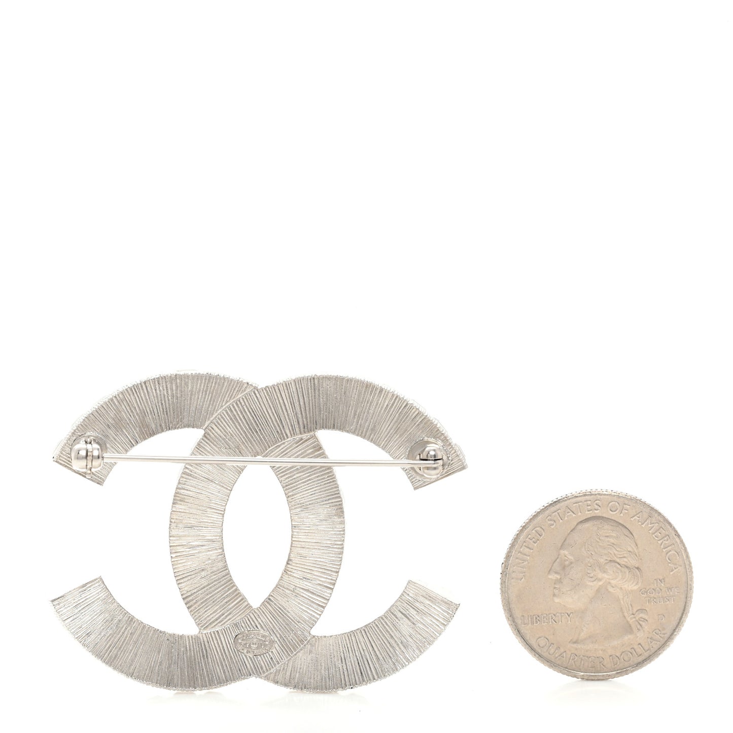 Baguette Crystal CC Brooch Silver
