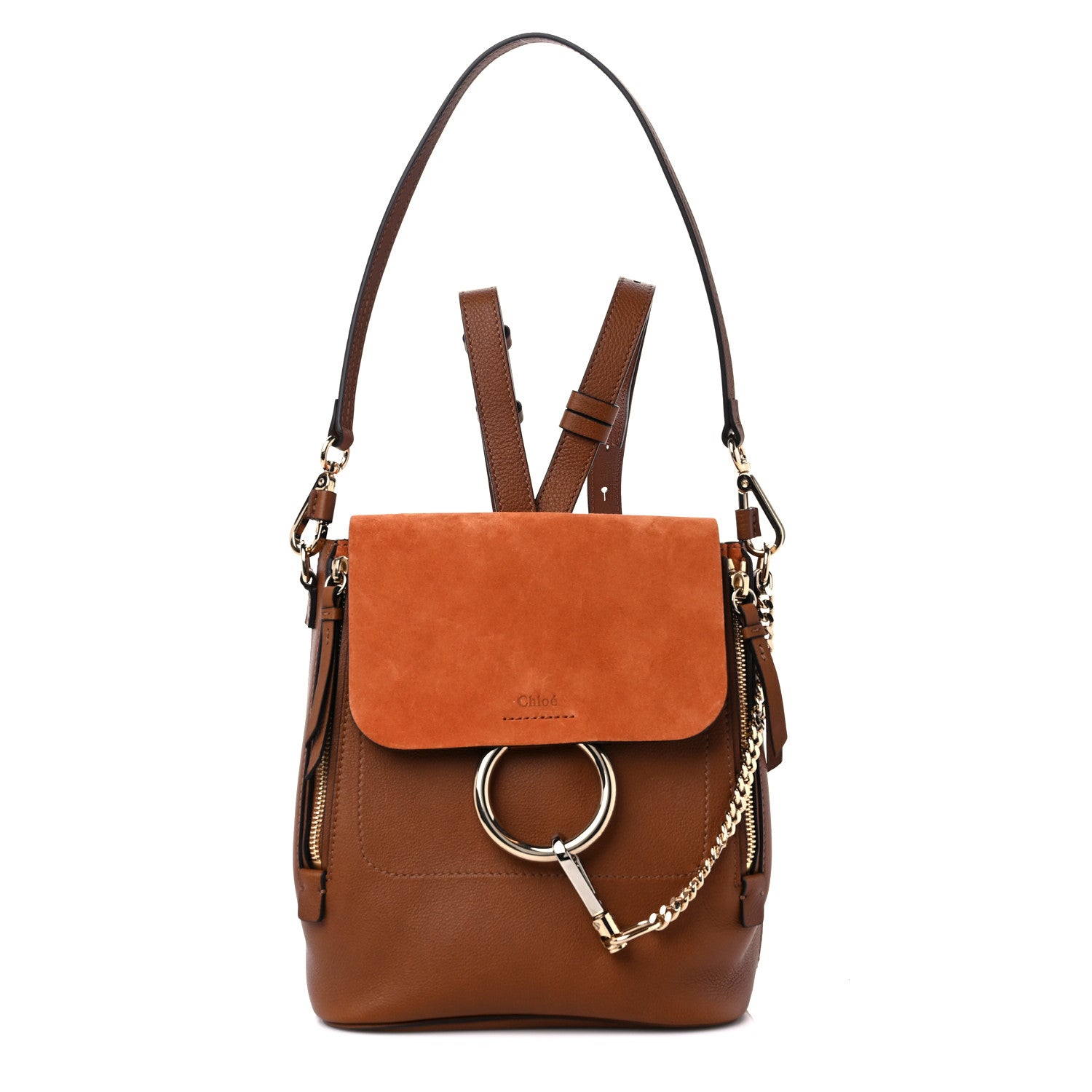 Chloe Suede Calfskin Small Faye Backpack Tan 1 of 9