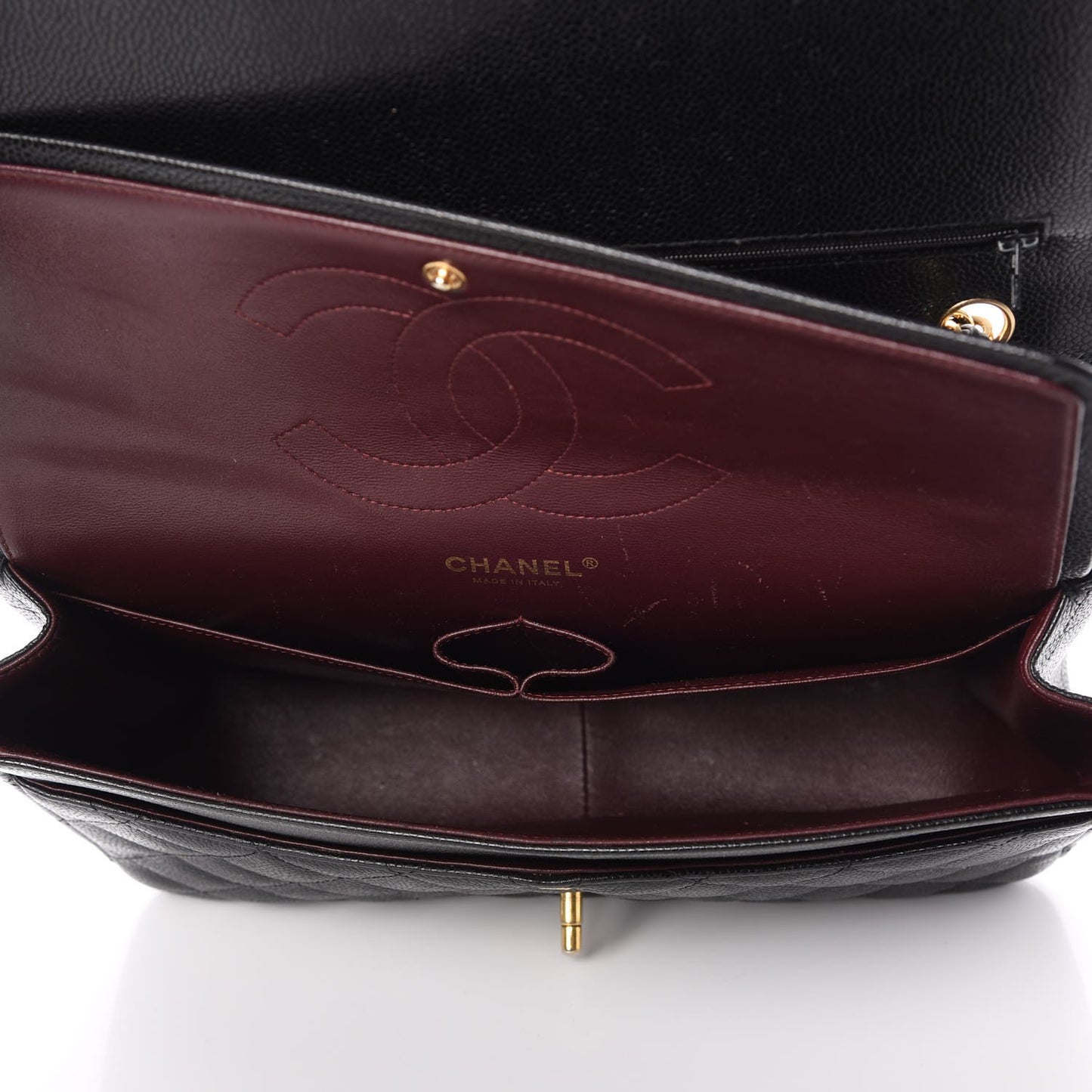 Caviar Quilted Jumbo Double Flap Black