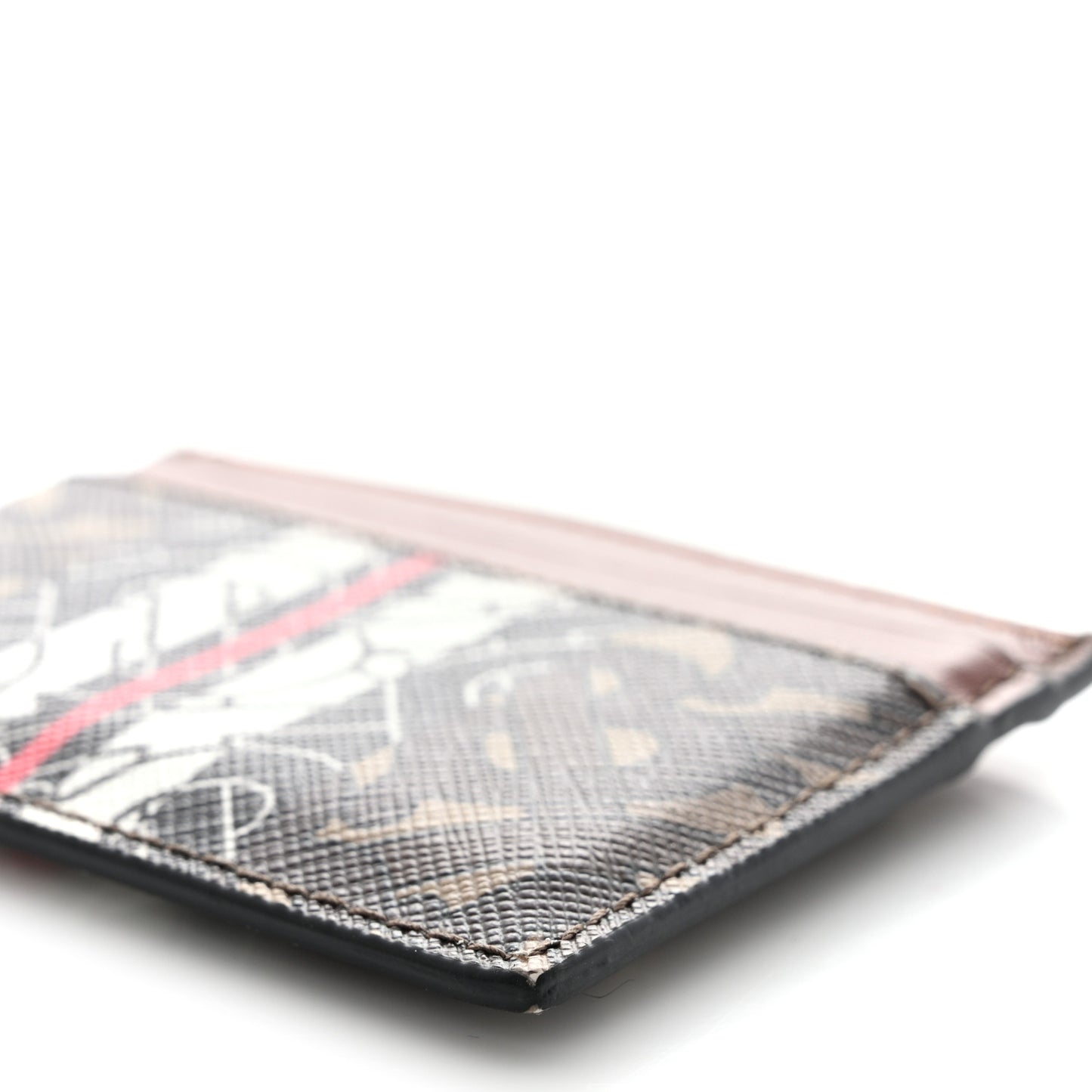 E-Canvas Monogram Stripe Card Case Bridle Brown