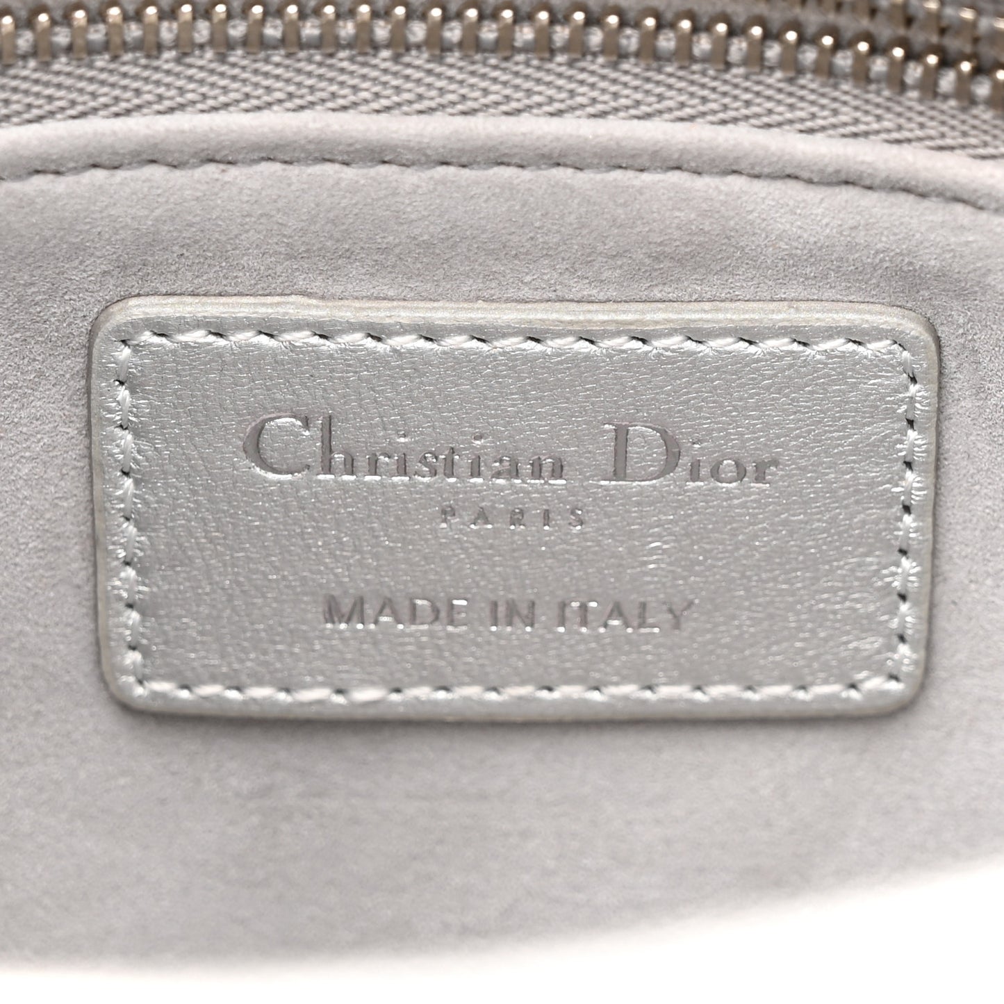Metallic Lambskin Cannage Small My ABCDior Lady Dior Silver