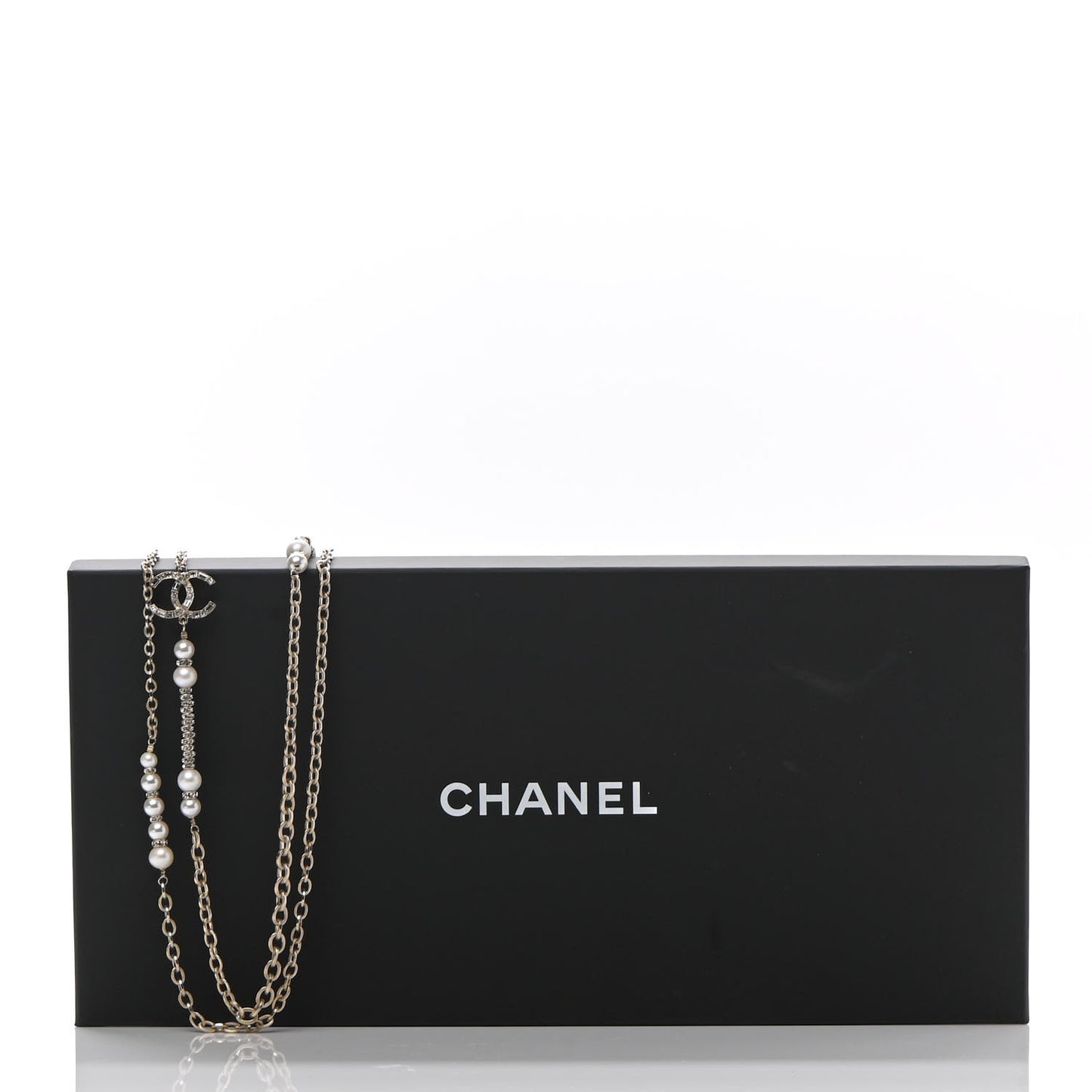 Pearl Crystal Nefertiti CC Long Necklace Gold