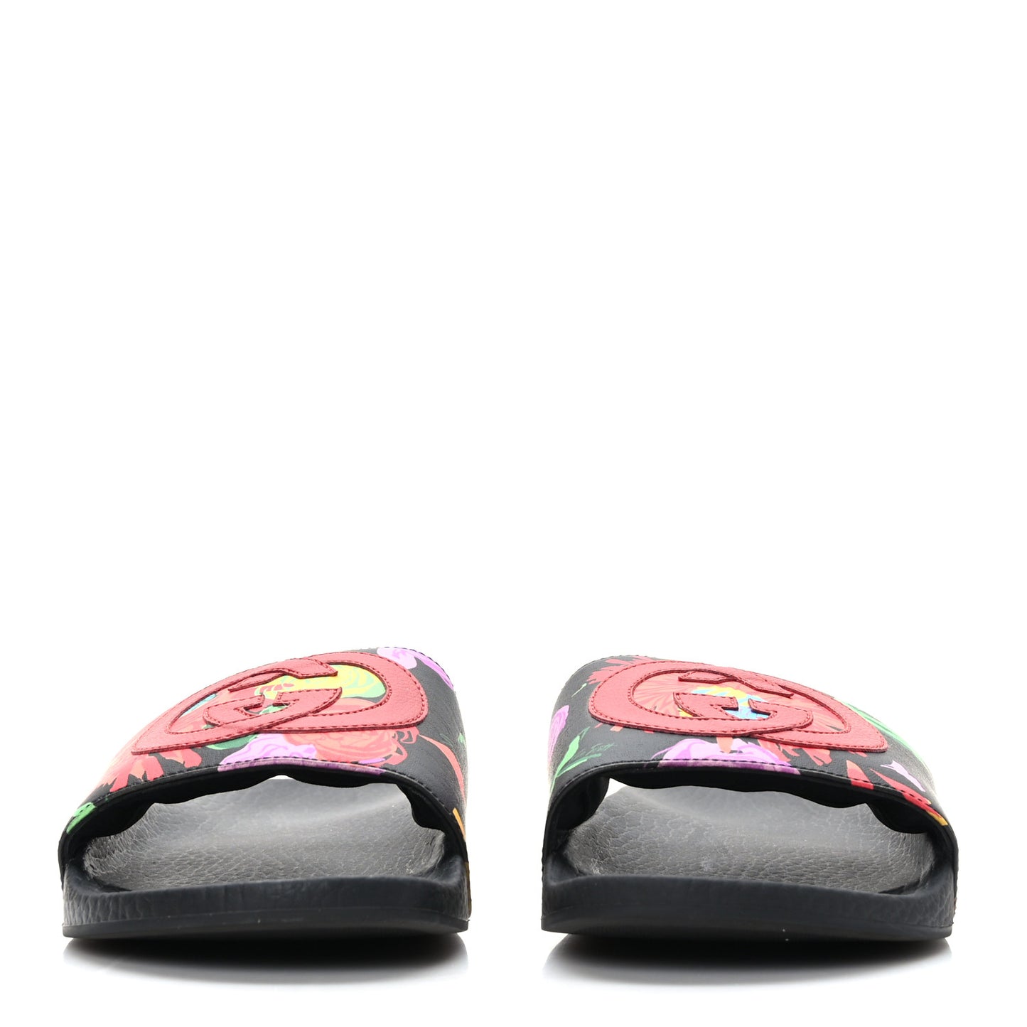 X KEN SCOTT Rubber Infinity Jenni Interlocking G Womens Pool Slide Sandals 35 Black Pink