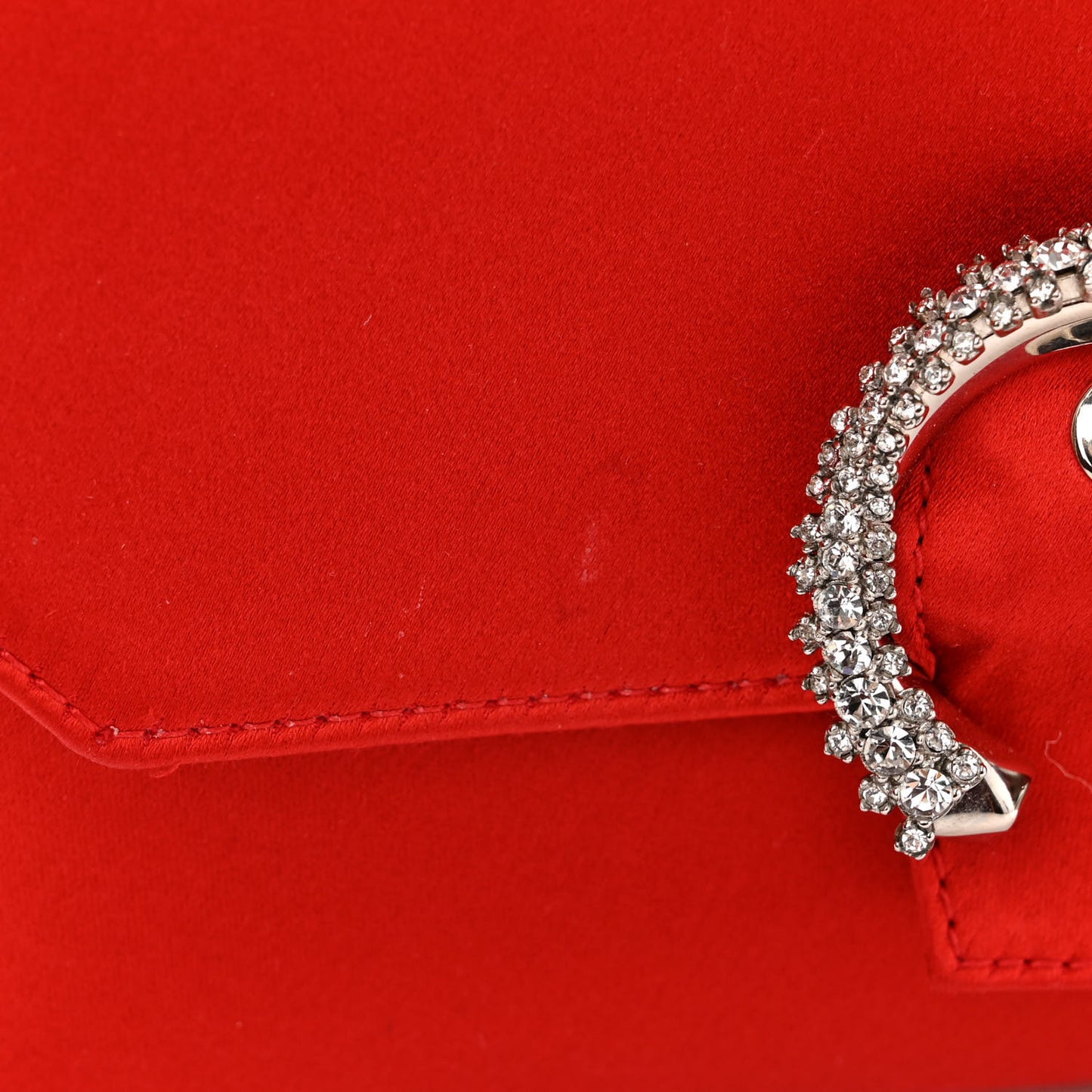 Satin Crystal Embellished Madeline Clutch Red