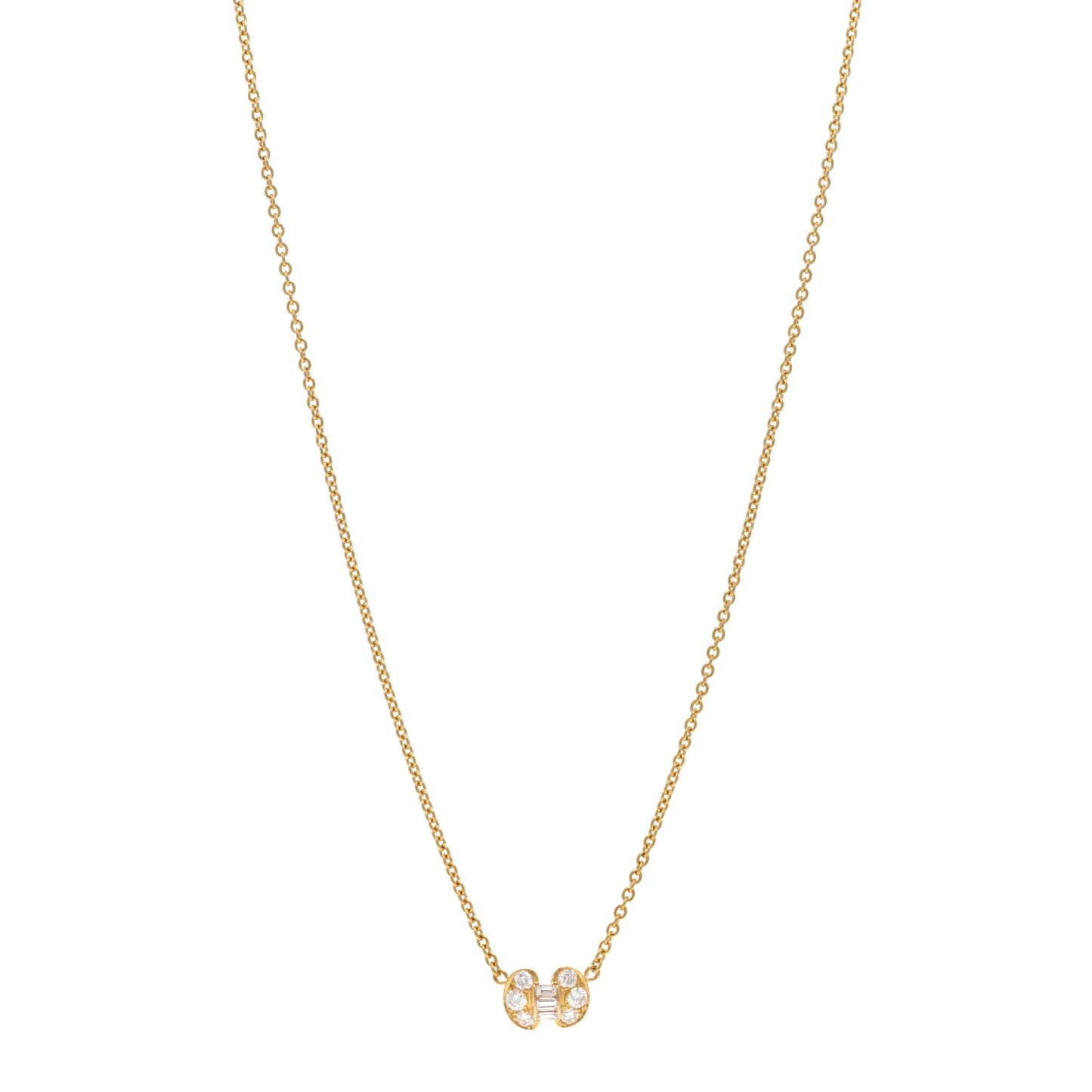 18K Yellow Gold Diamond Baguette Bow Necklace