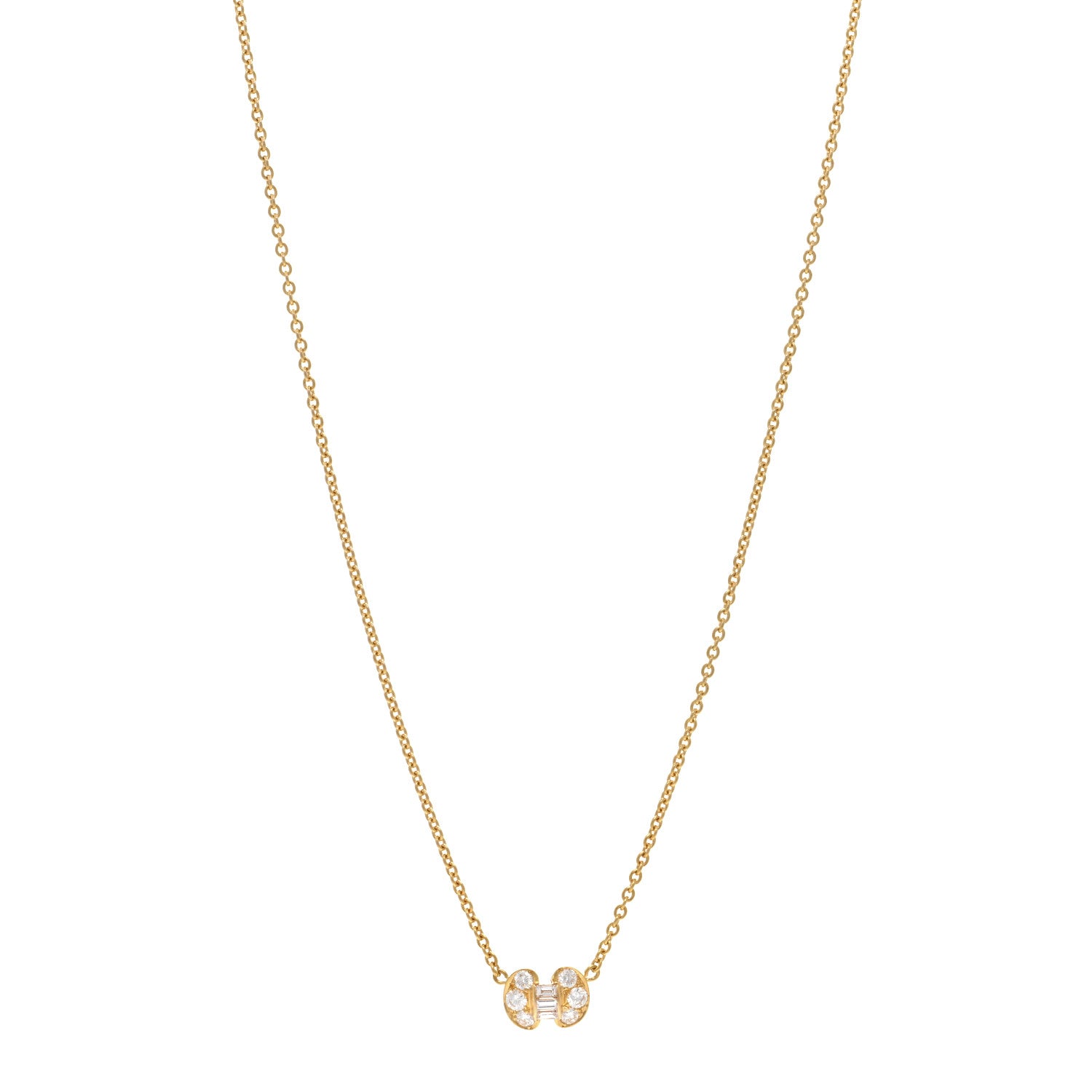 Van Cleef & Arpels 18K Yellow Gold Diamond Baguette Bow Necklace 1 of 4