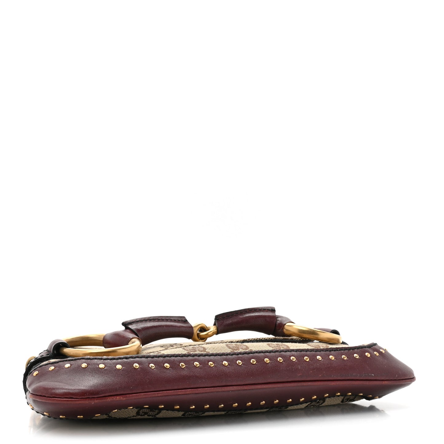 Monogram Studded Horsebit Clutch Bordeaux