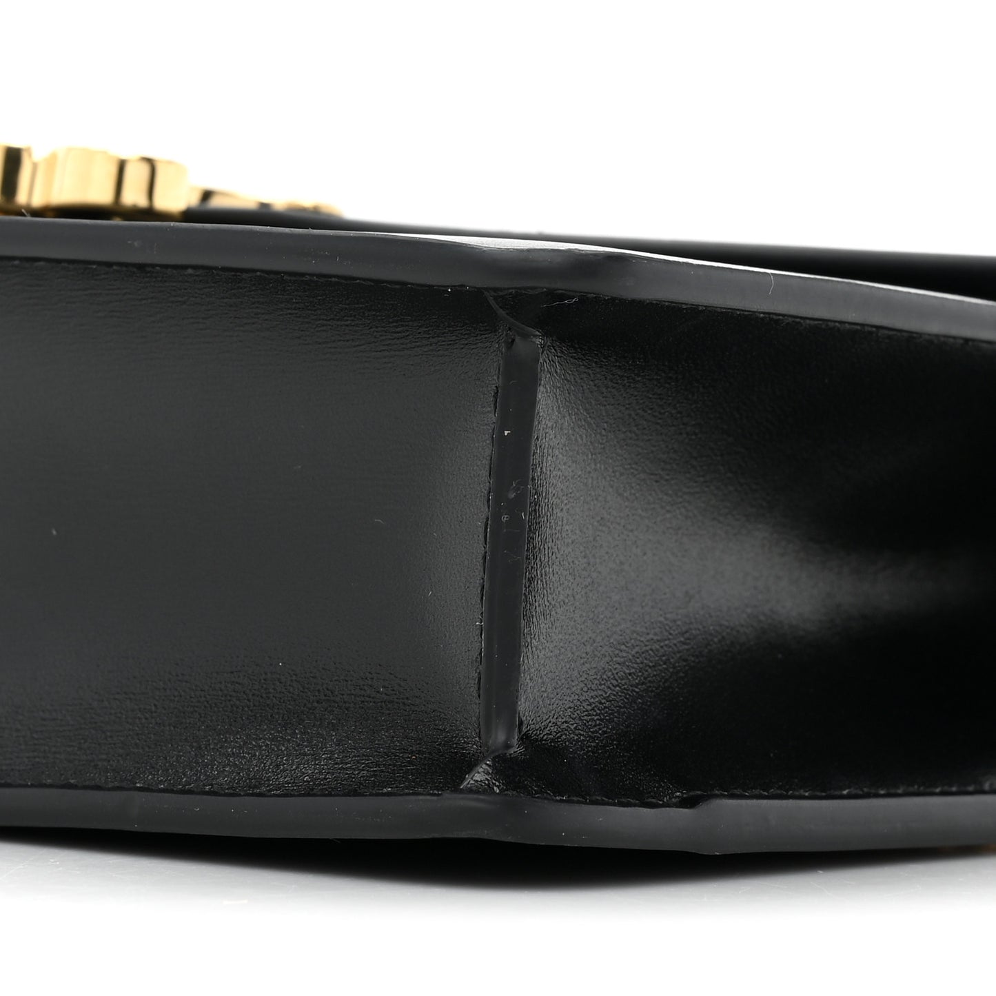 Shiny Calfskin Triomphe Margo Wallet on Chain Black