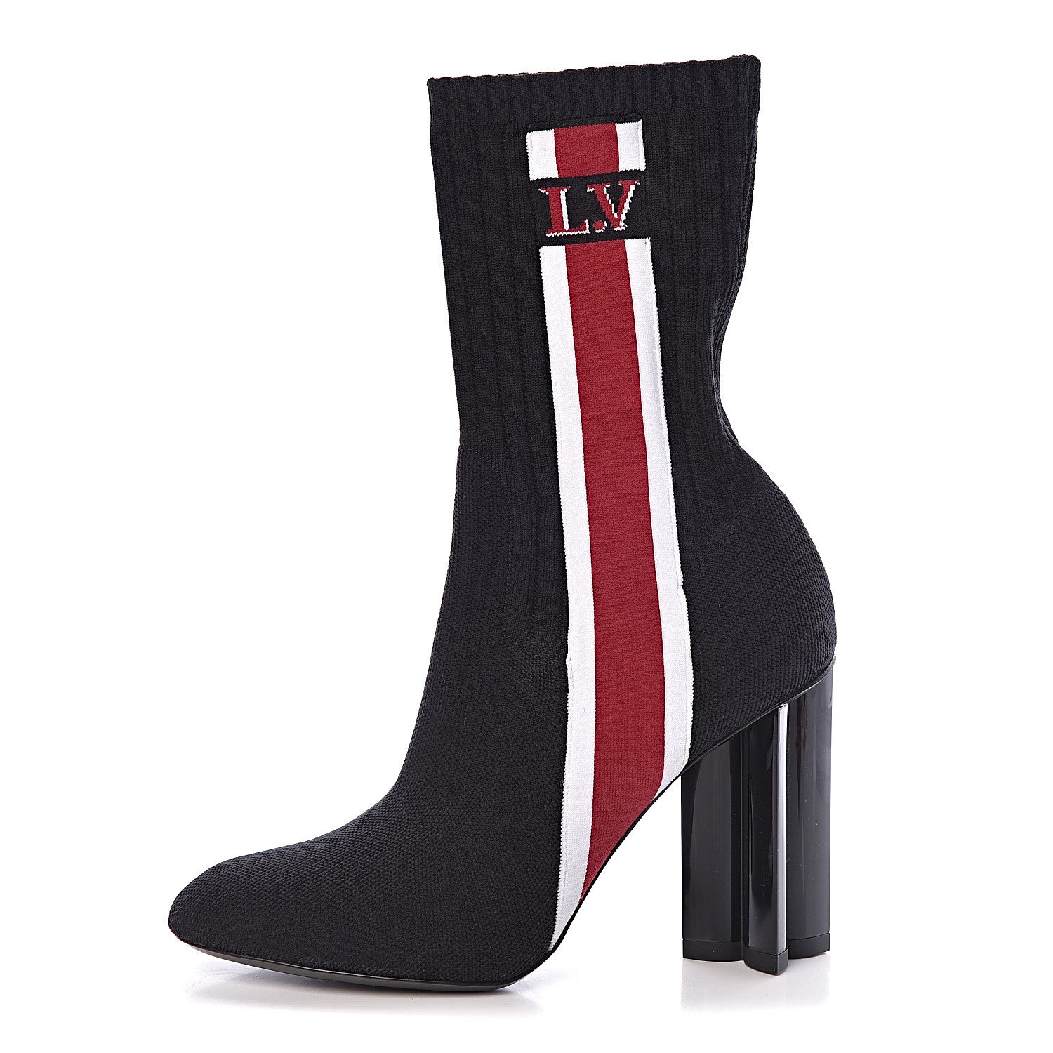 Louis Vuitton Stretch Fabric Silhouette Stripe Ankle Boots 37.5 Black 1 of 9