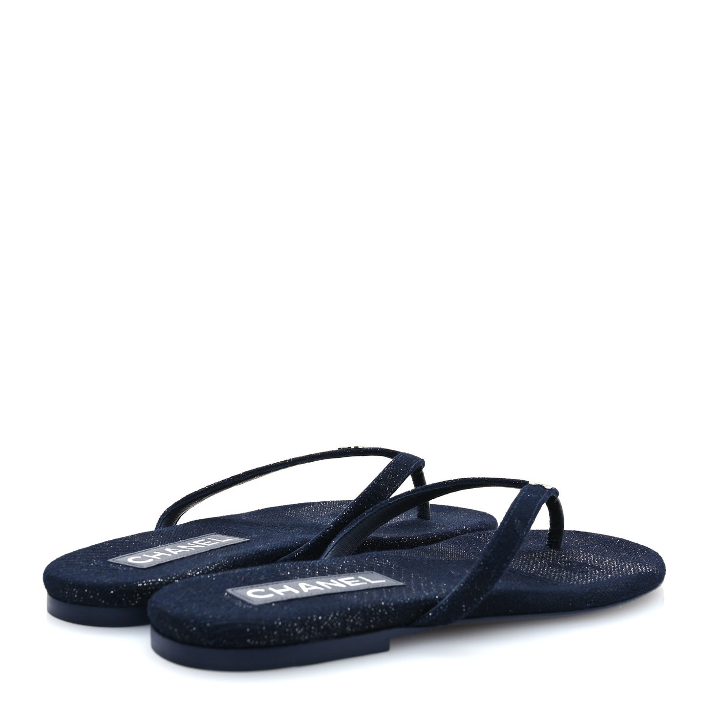 Velvet Crystal CC Thong Sandals 39 Dark Blue