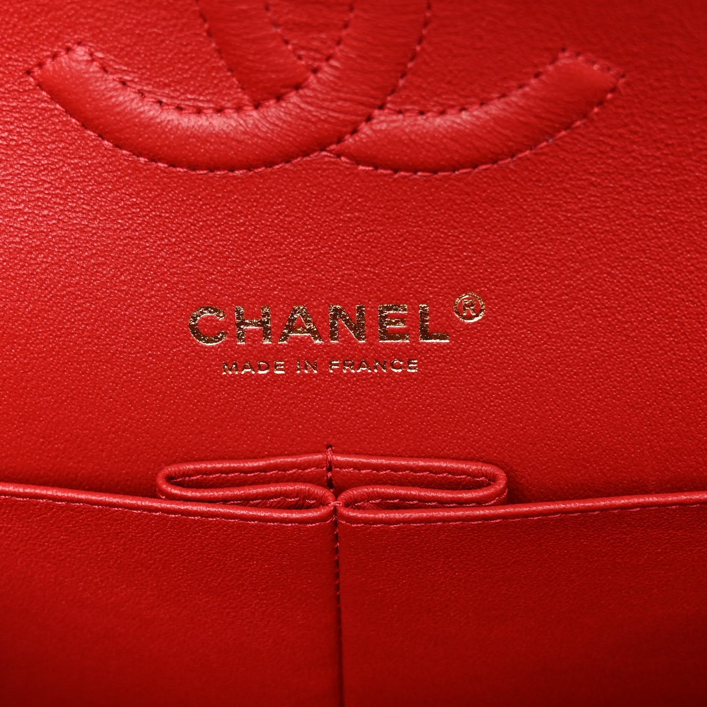 Lambskin Quilted Medium Double Flap Red