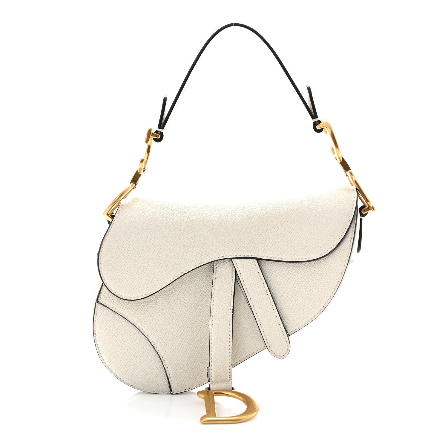 DIOR Mini Saddle Bag Ecru Grained Calfskin for Women. White Grained Leather