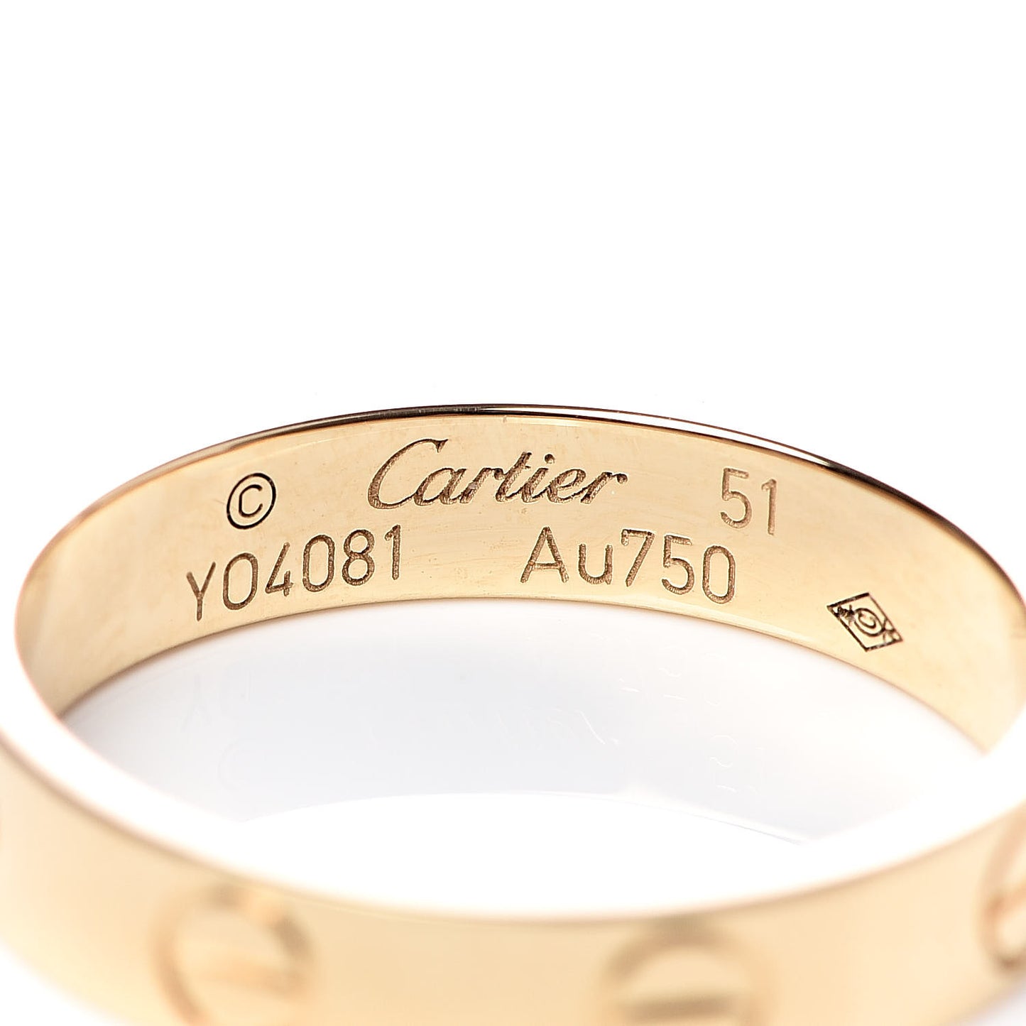 18K Yellow Gold 3.5mm LOVE Wedding Band Ring 51 5.75