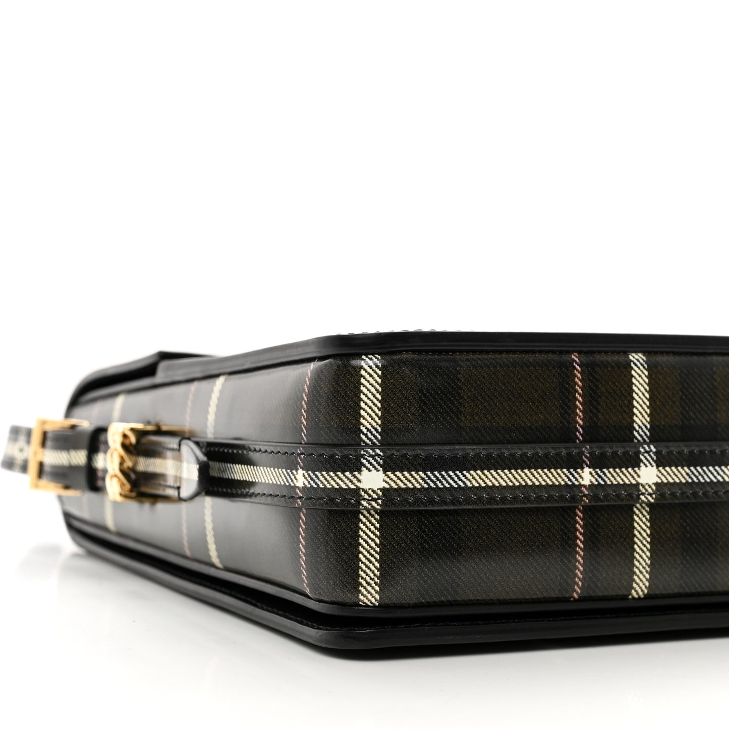 Calfskin Tartan Print Large Grace Bag Dark Green