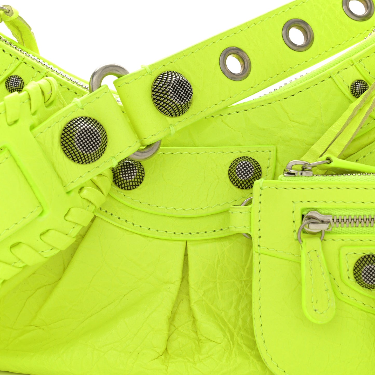 Agneau Arena Le Cagole Shoulder Bag XS Fluo Yellow