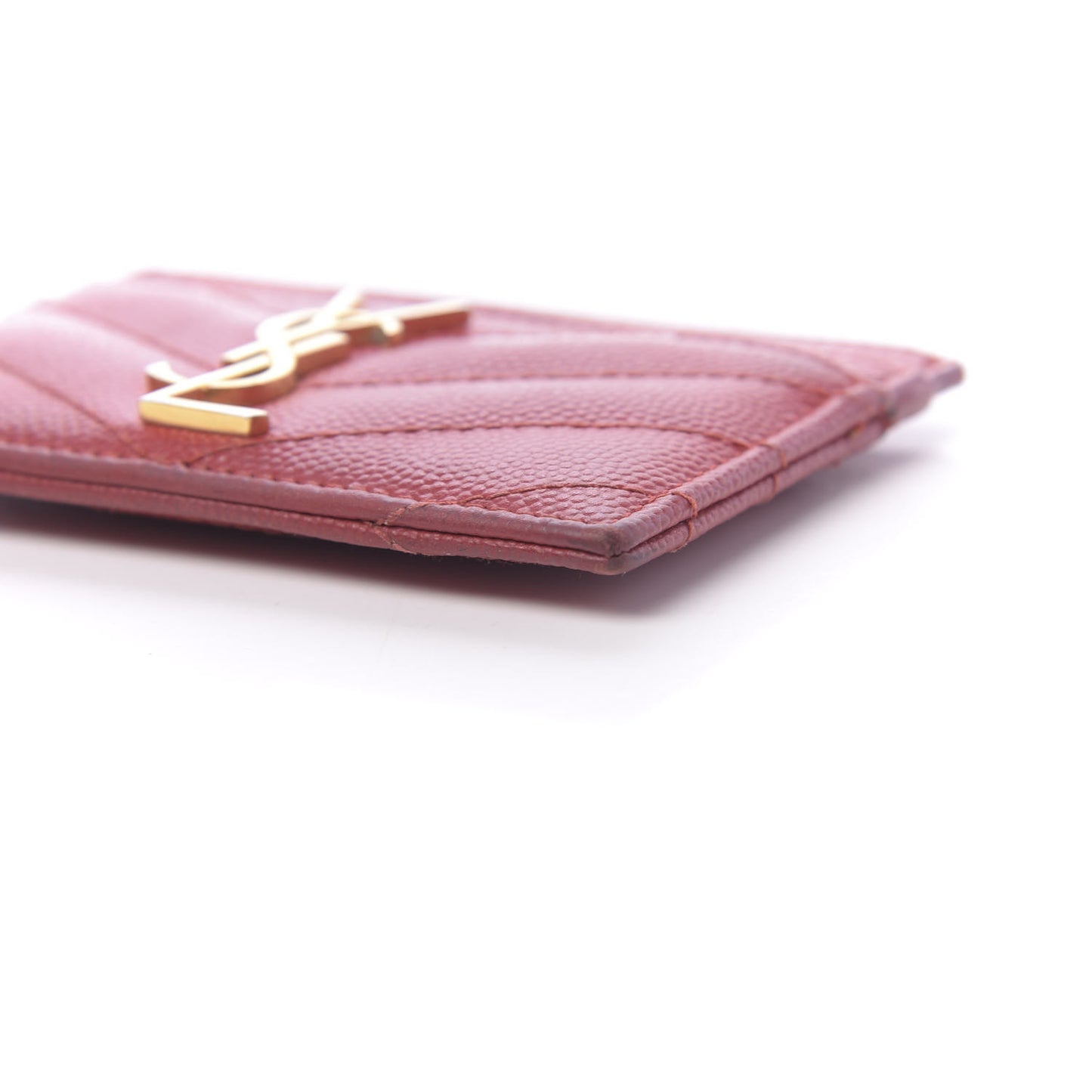 Grain De Poudre Matelasse Chevron Monogram Credit Card Case New Red