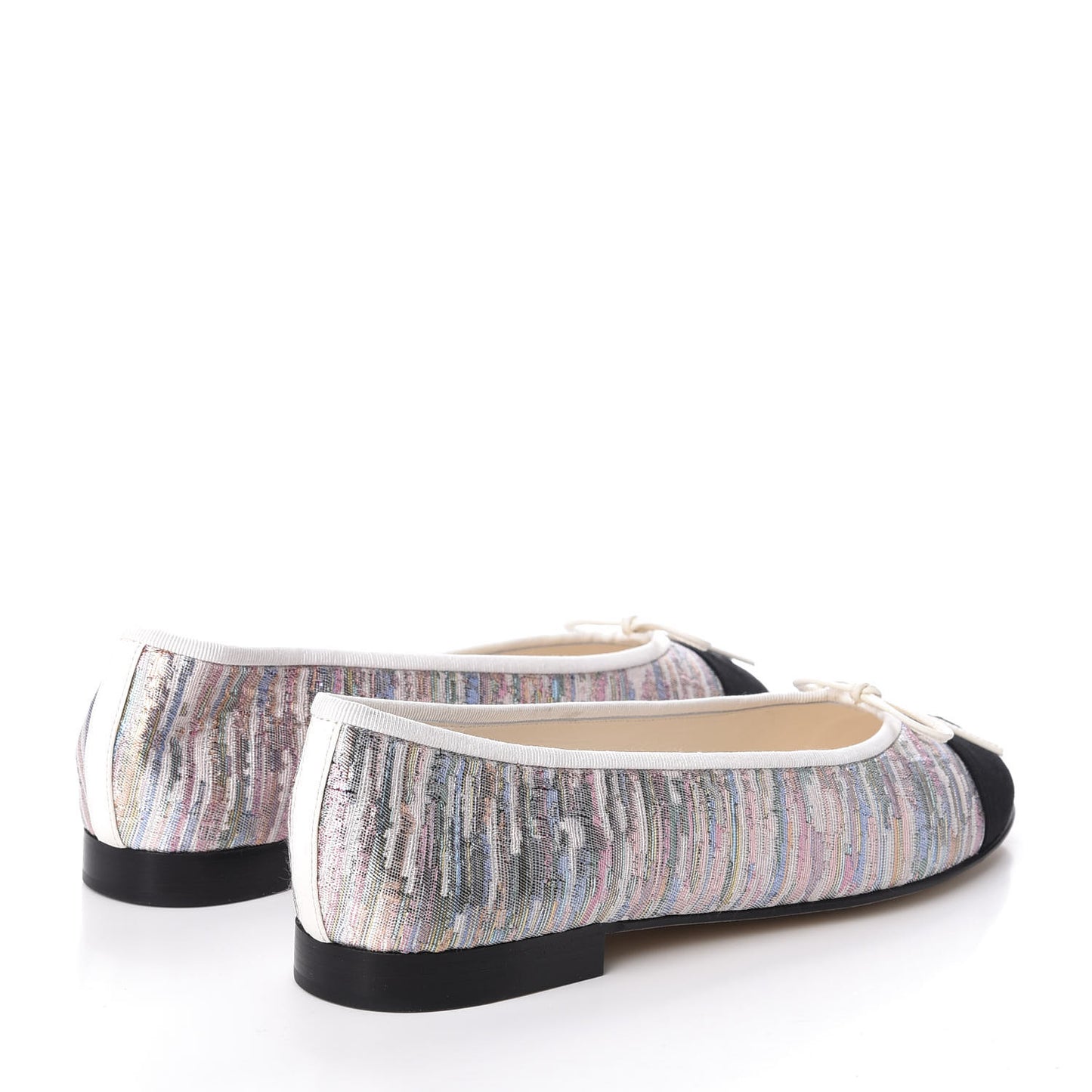 Sequin Grosgrain Cap Toe Ballerina Flats 40.5 Black Multicolor