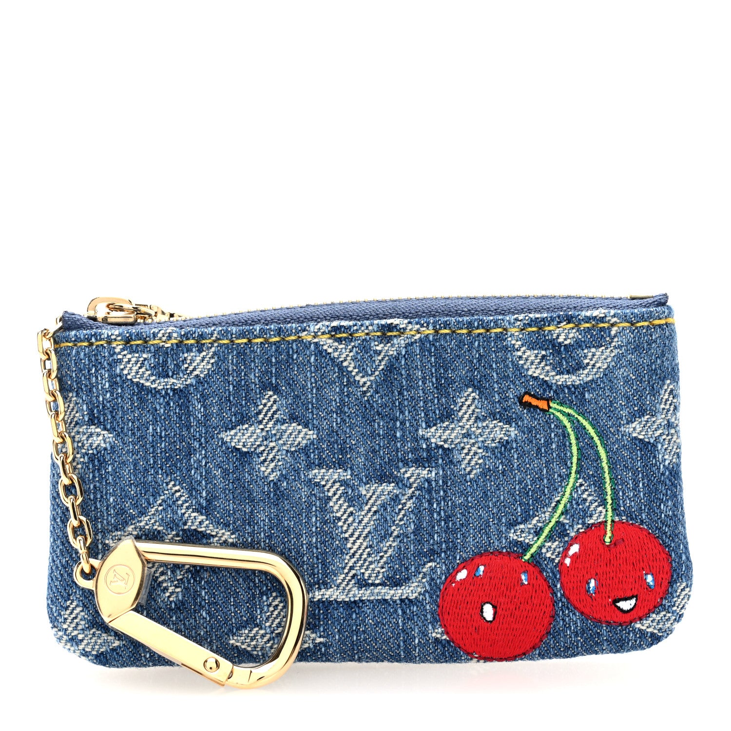 Louis Vuitton LV X TM Monogram Denim Cerises Key Pouch Blue