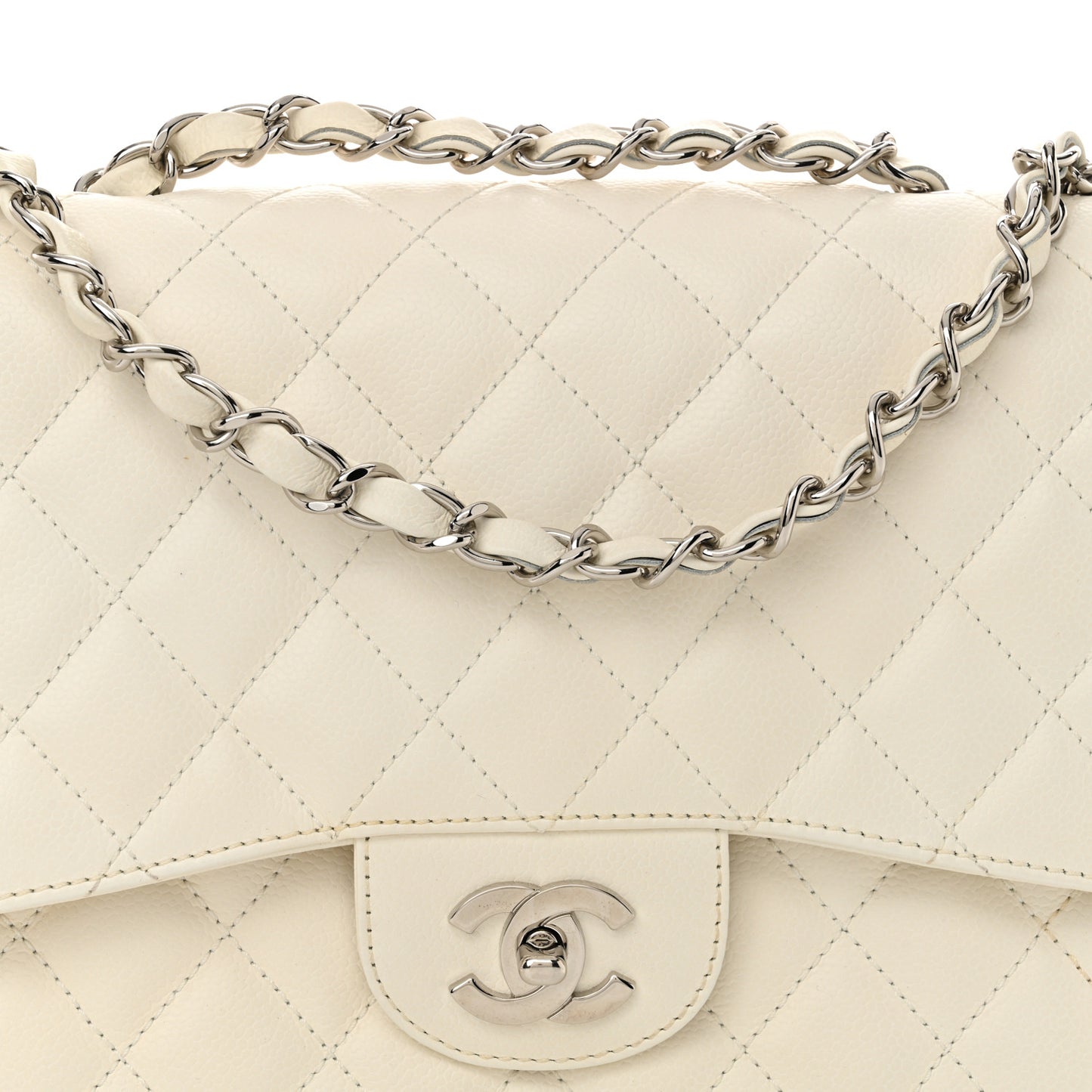 Caviar Quilted Jumbo Single Flap White