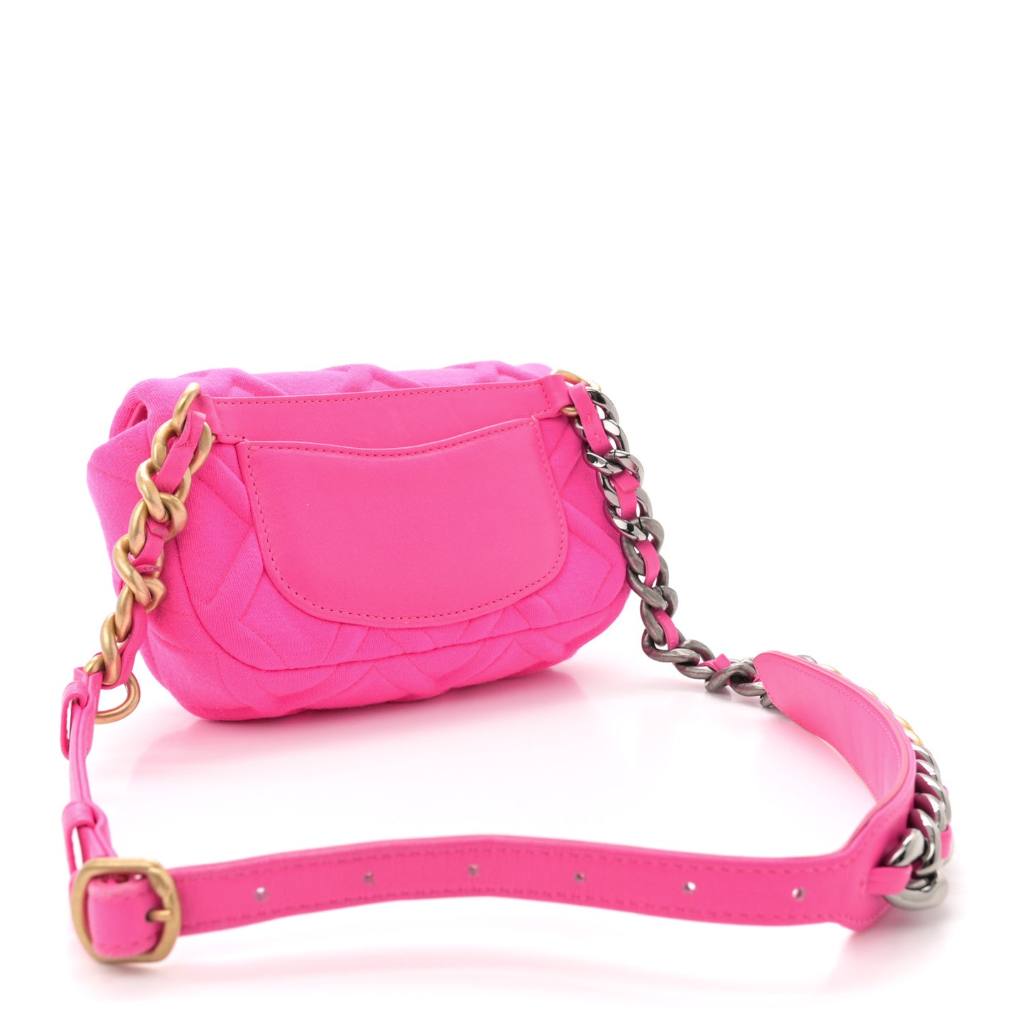 Jersey Quilted Chanel 19 Waist Bag Pink