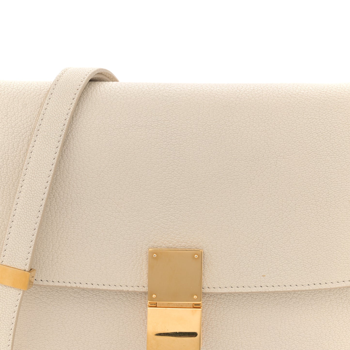 Goatskin Medium Classic Box Flap Bag White