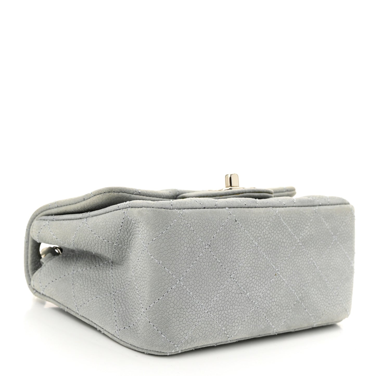 Iridescent Caviar Quilted Mini Square Flap Grey